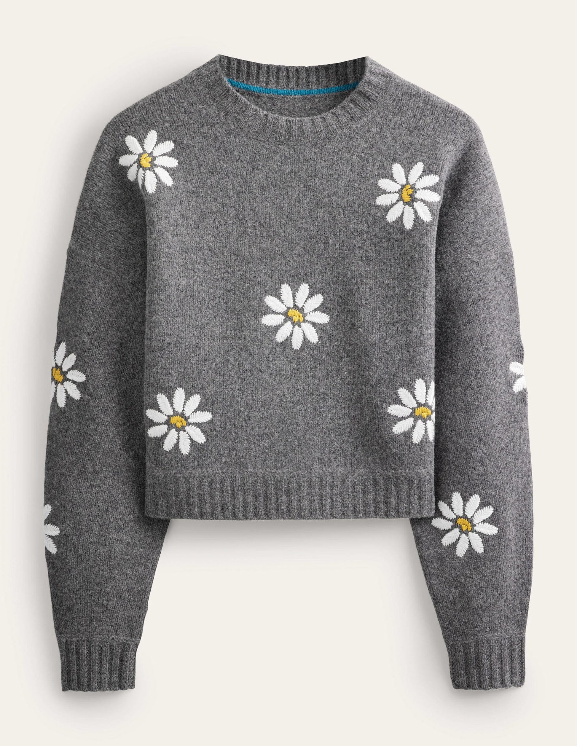 Embellished Wool Sweater-Dark Grey Melange-8
