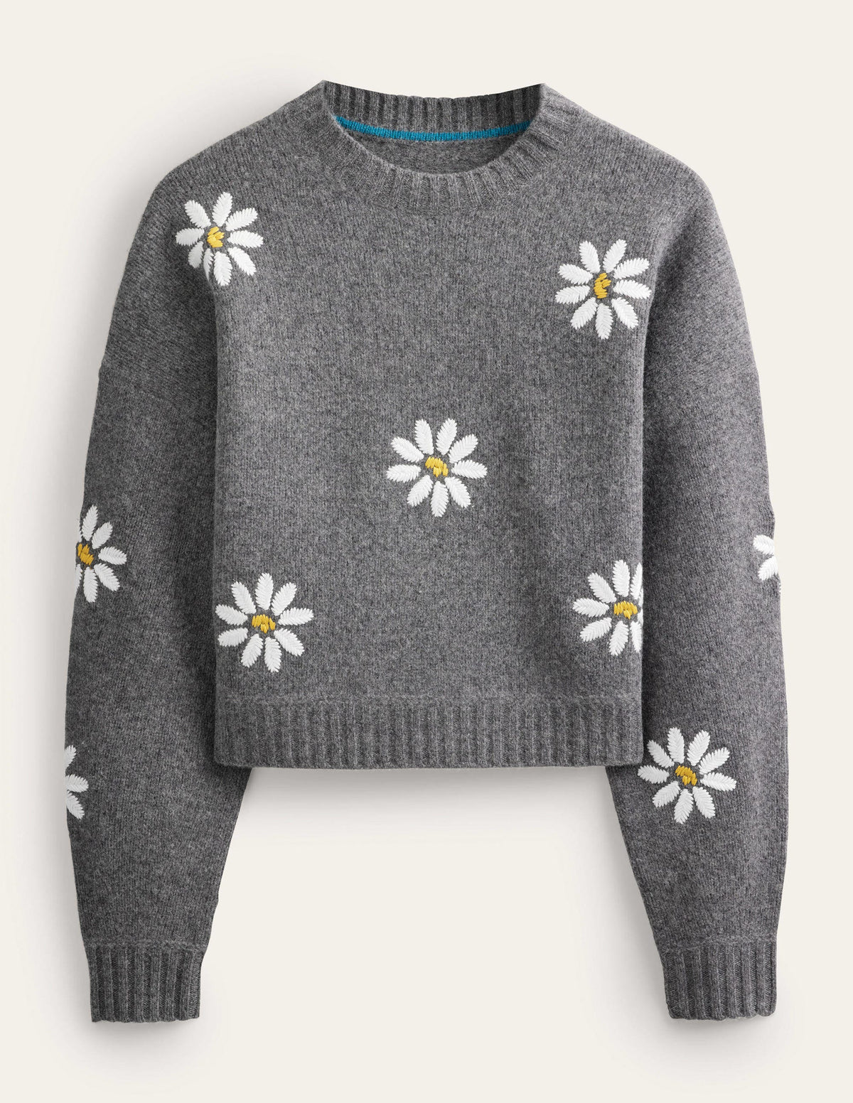 Embellished Wool Sweater-Dark Grey Melange - Image 8