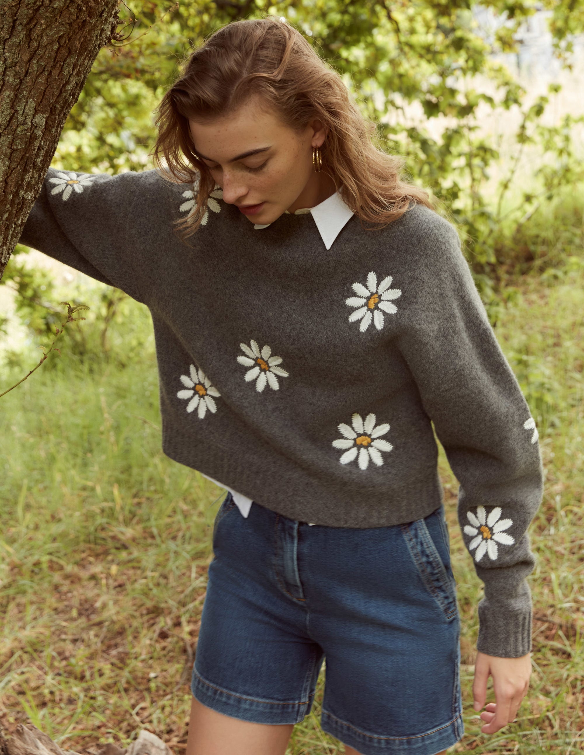 Embellished Wool Sweater-Dark Grey Melange - Image 6
