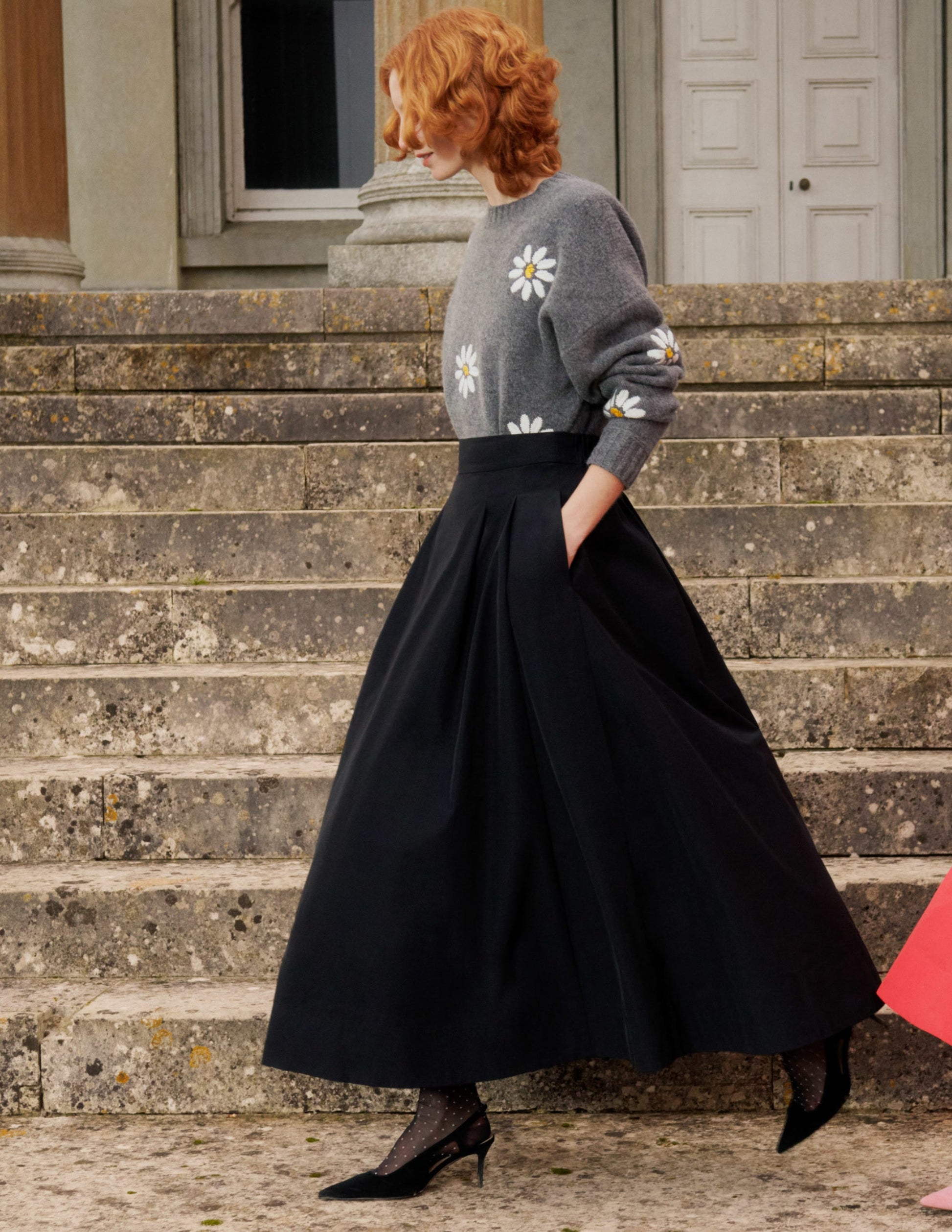 Embellished Wool Sweater-Dark Grey Melange-7