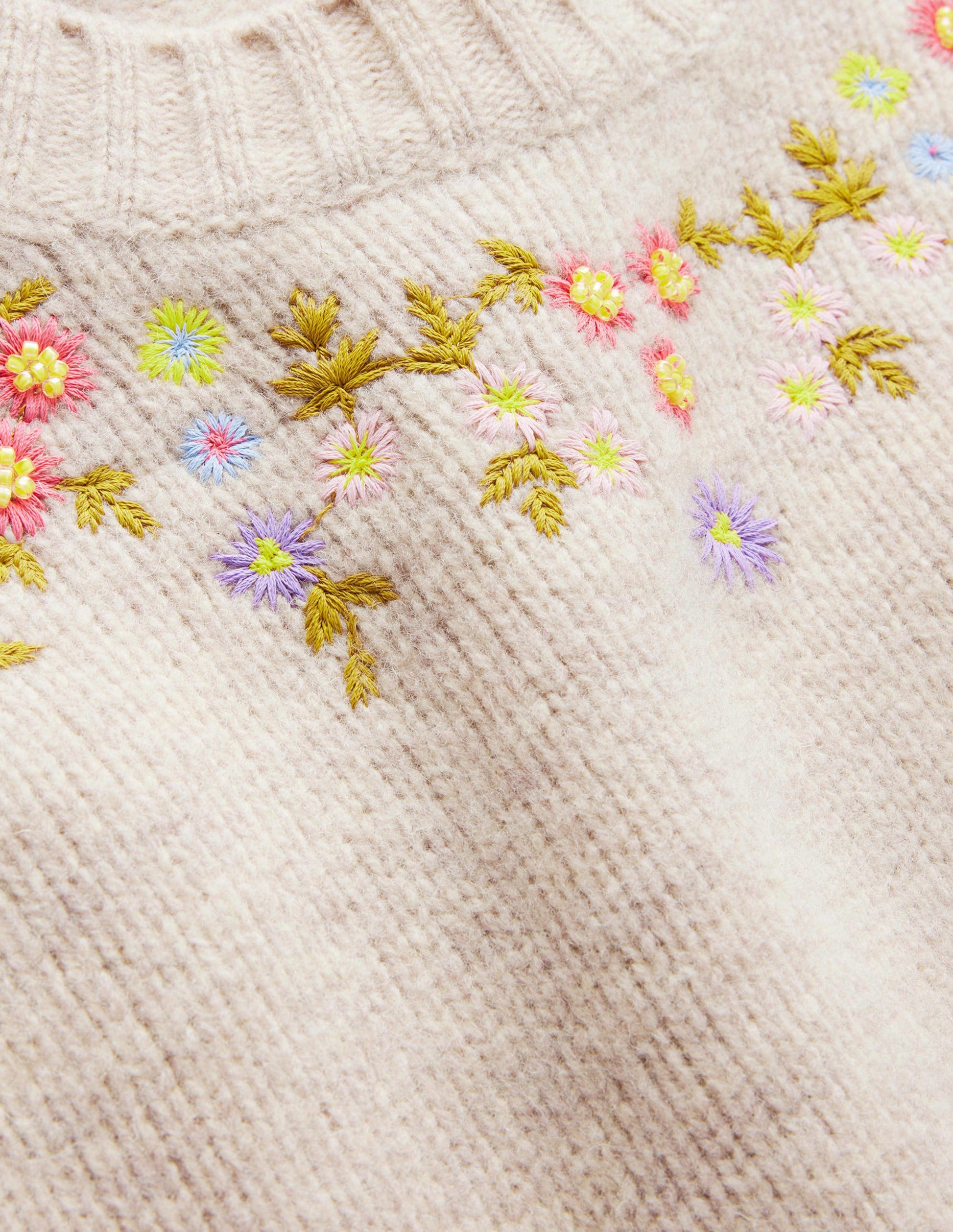 Embellished Wool Sweater-Oatmeal Melange-6