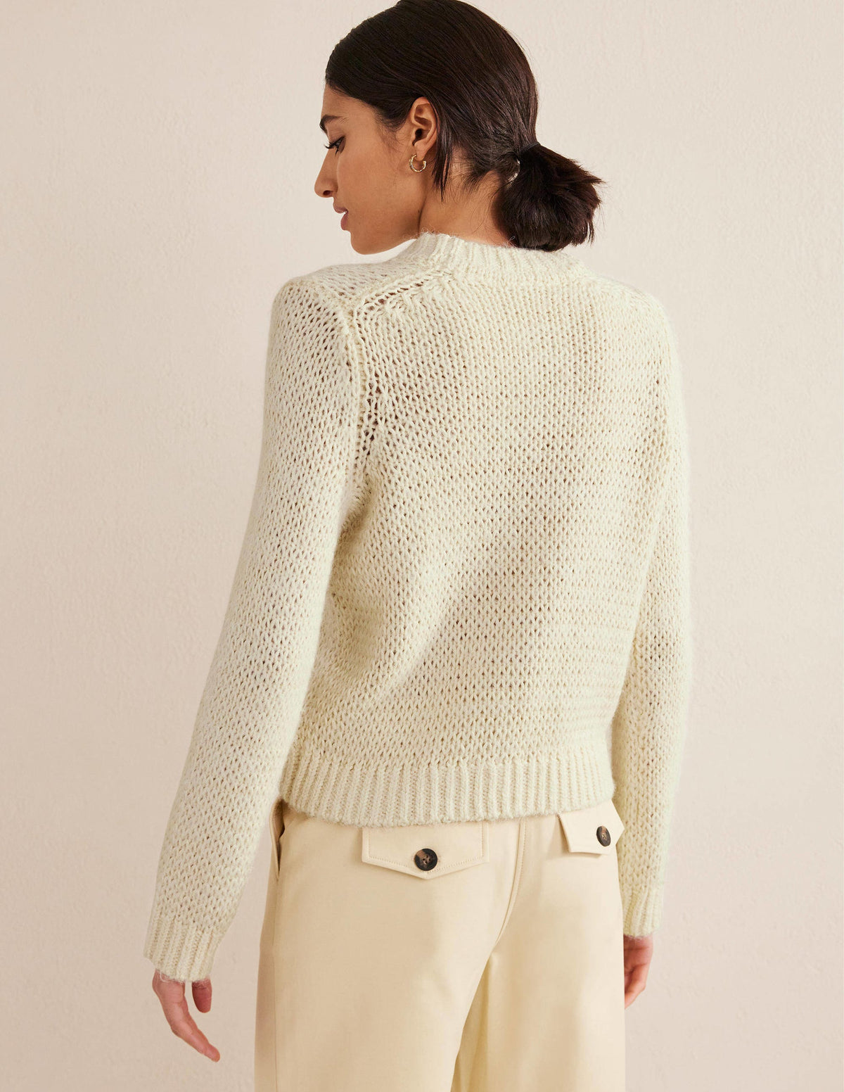 Fluffy Open Stitch Sweater-Warm Ivory-3