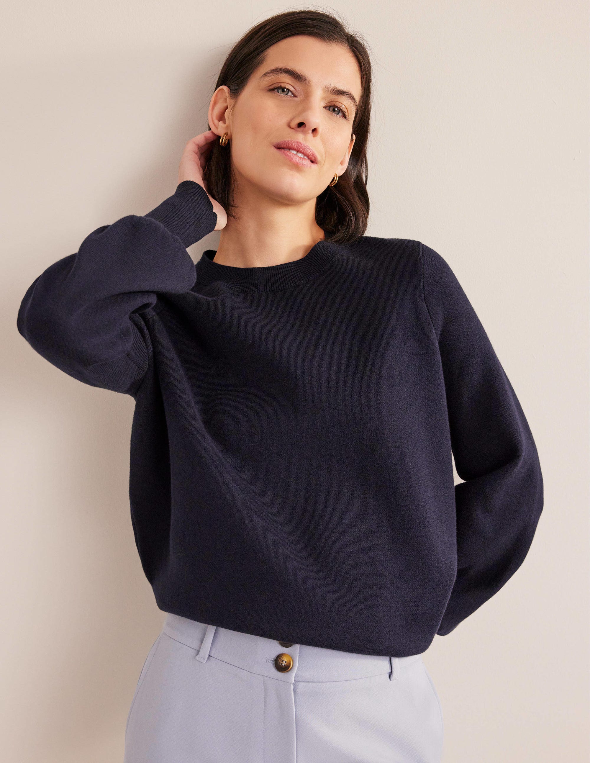 Crew Neck Sweater-Navy - Image 1