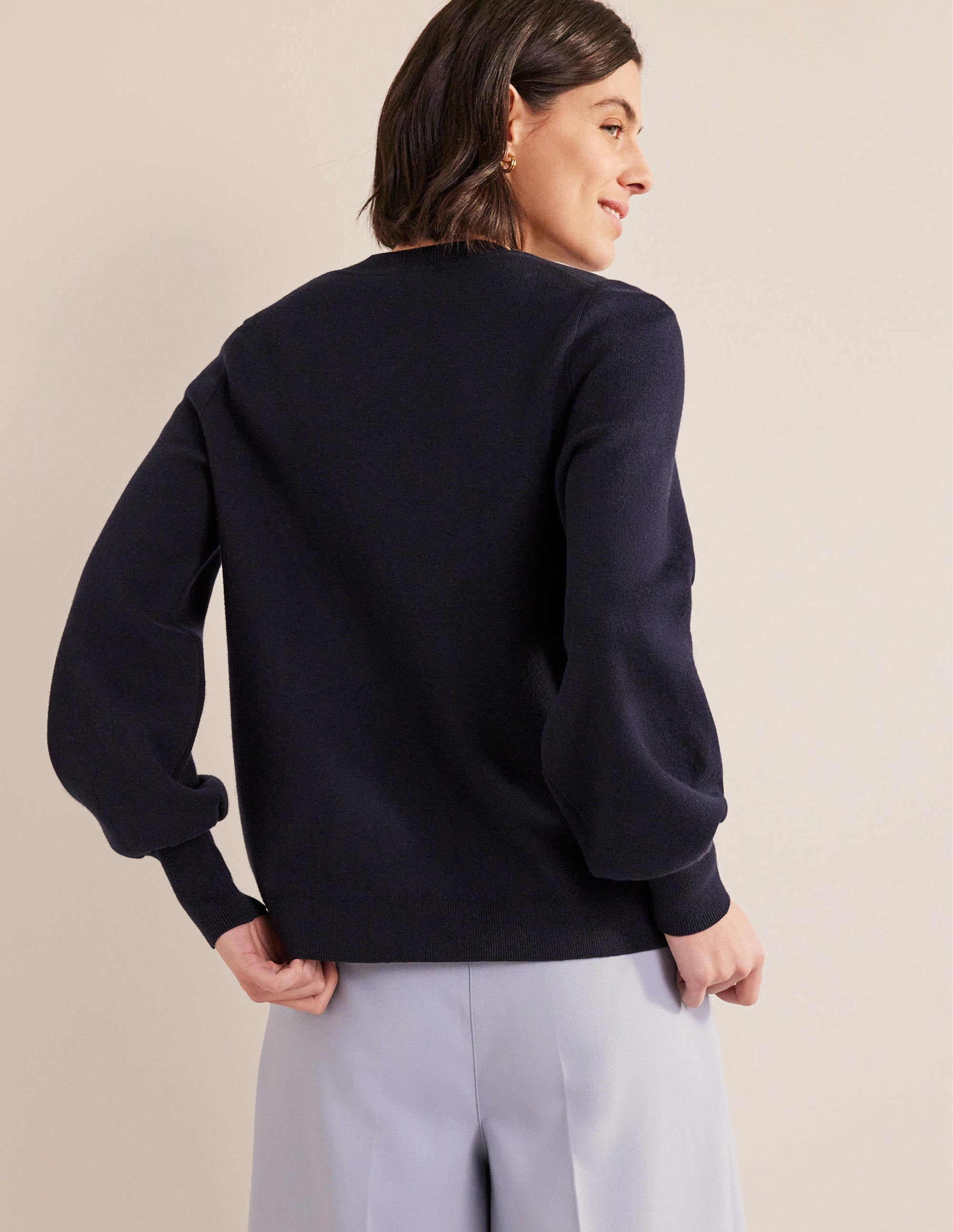 Crew Neck Sweater-Navy - Image 3