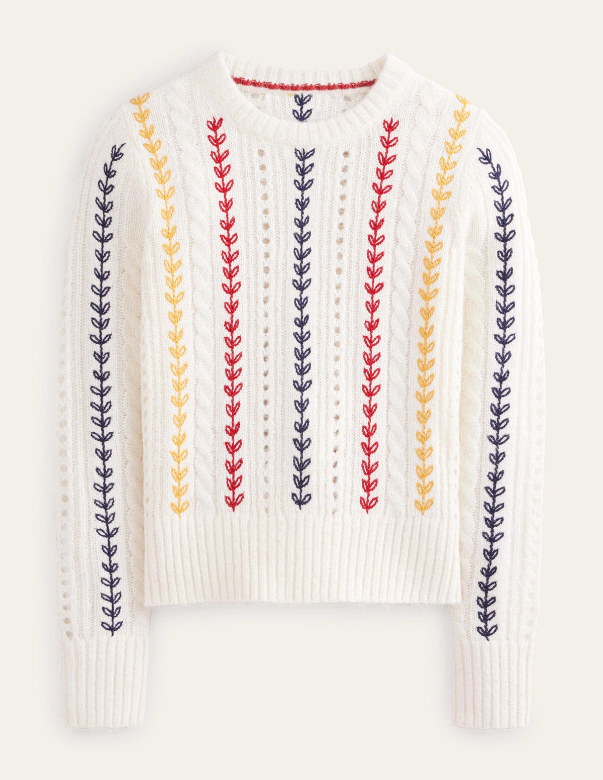 Fluffy Embroidery Sweater-Warm Ivory - Image 5
