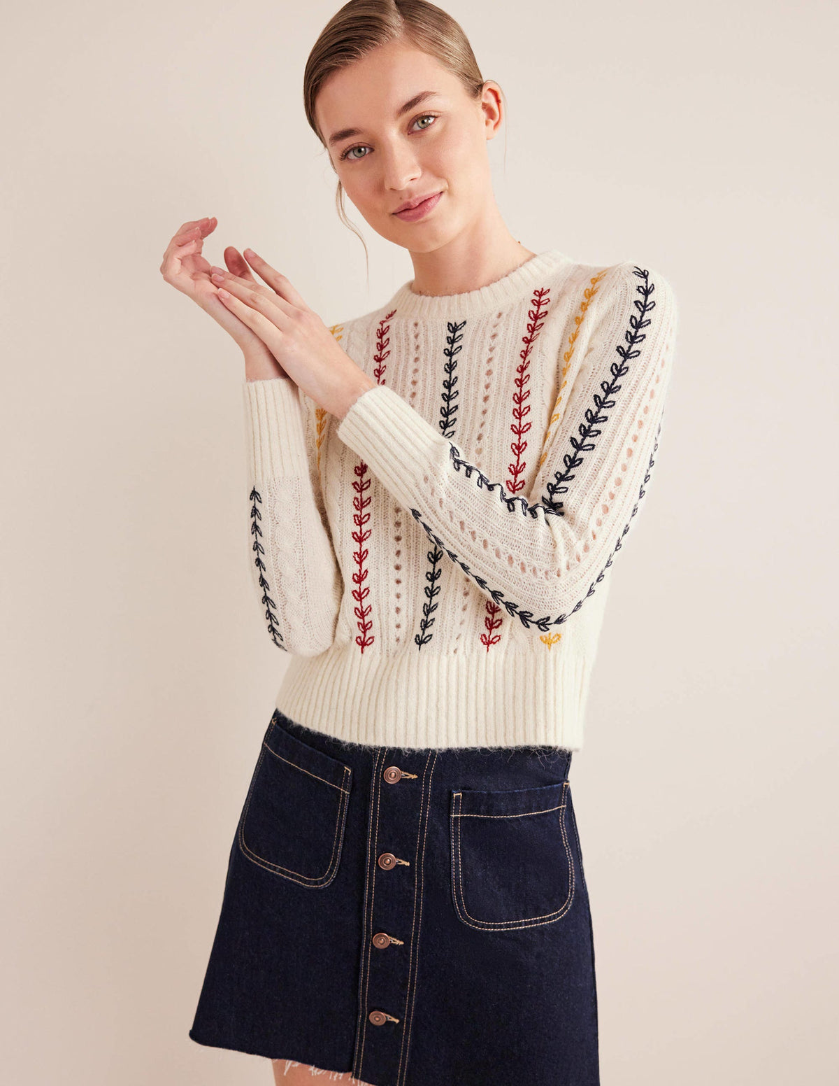 Fluffy Embroidery Sweater-Warm Ivory-4