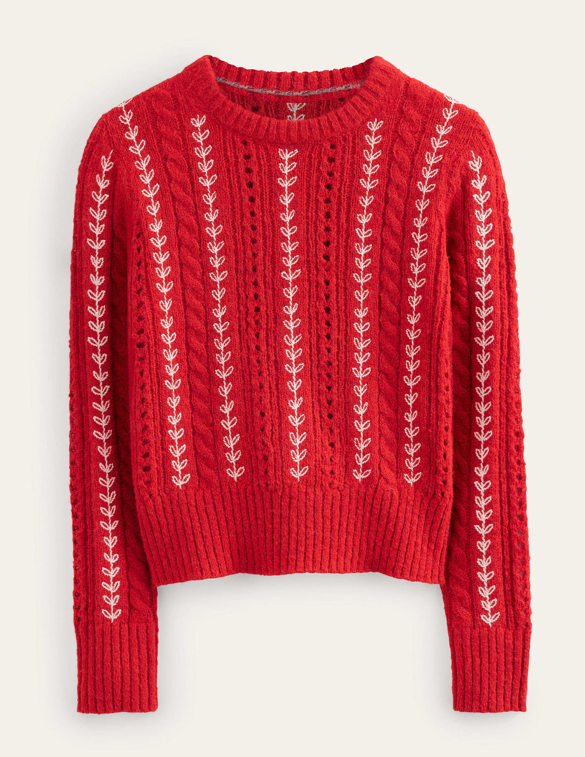 Fluffy Embroidery Sweater-Tomato-5