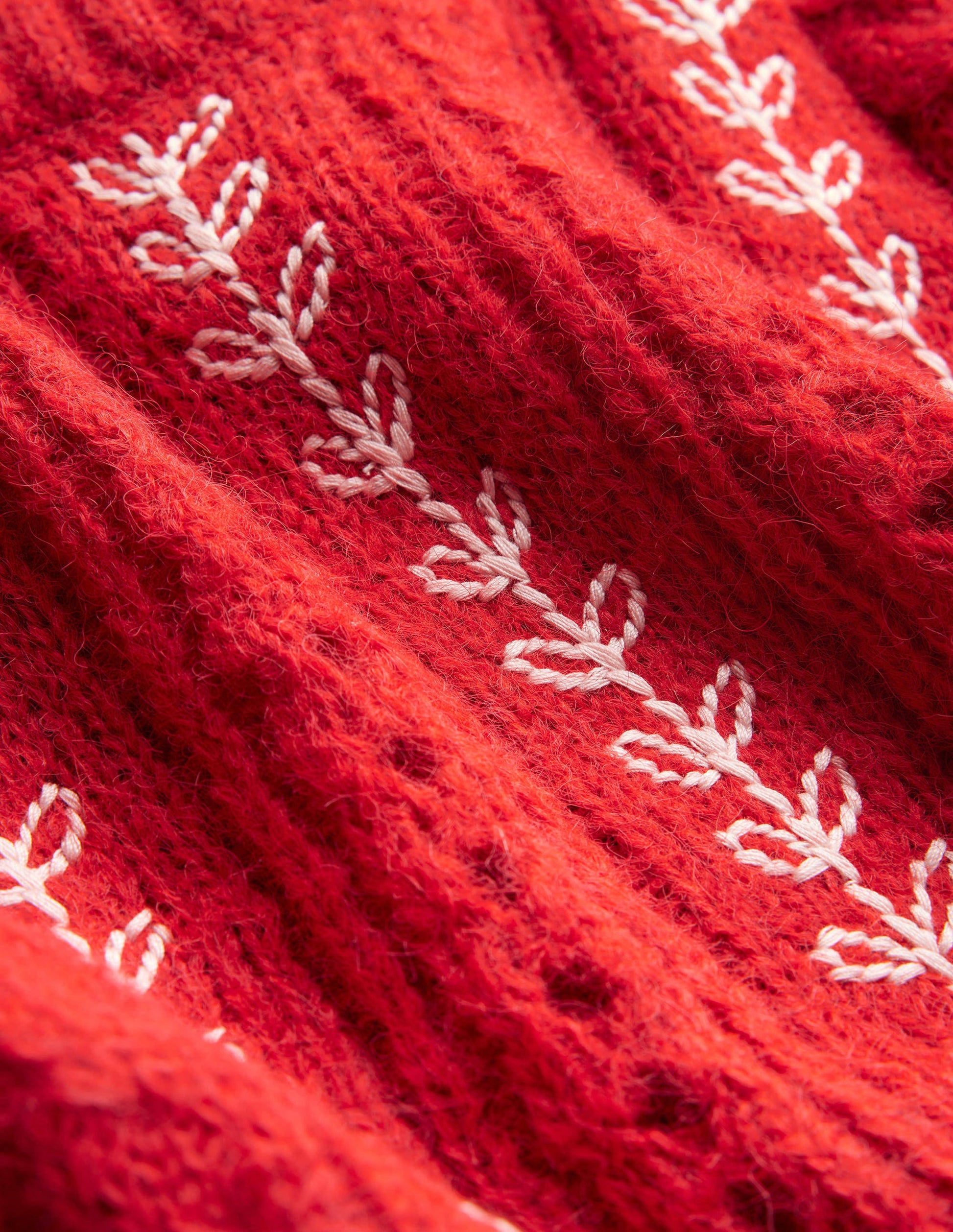 Fluffy Embroidery Sweater-Tomato-6