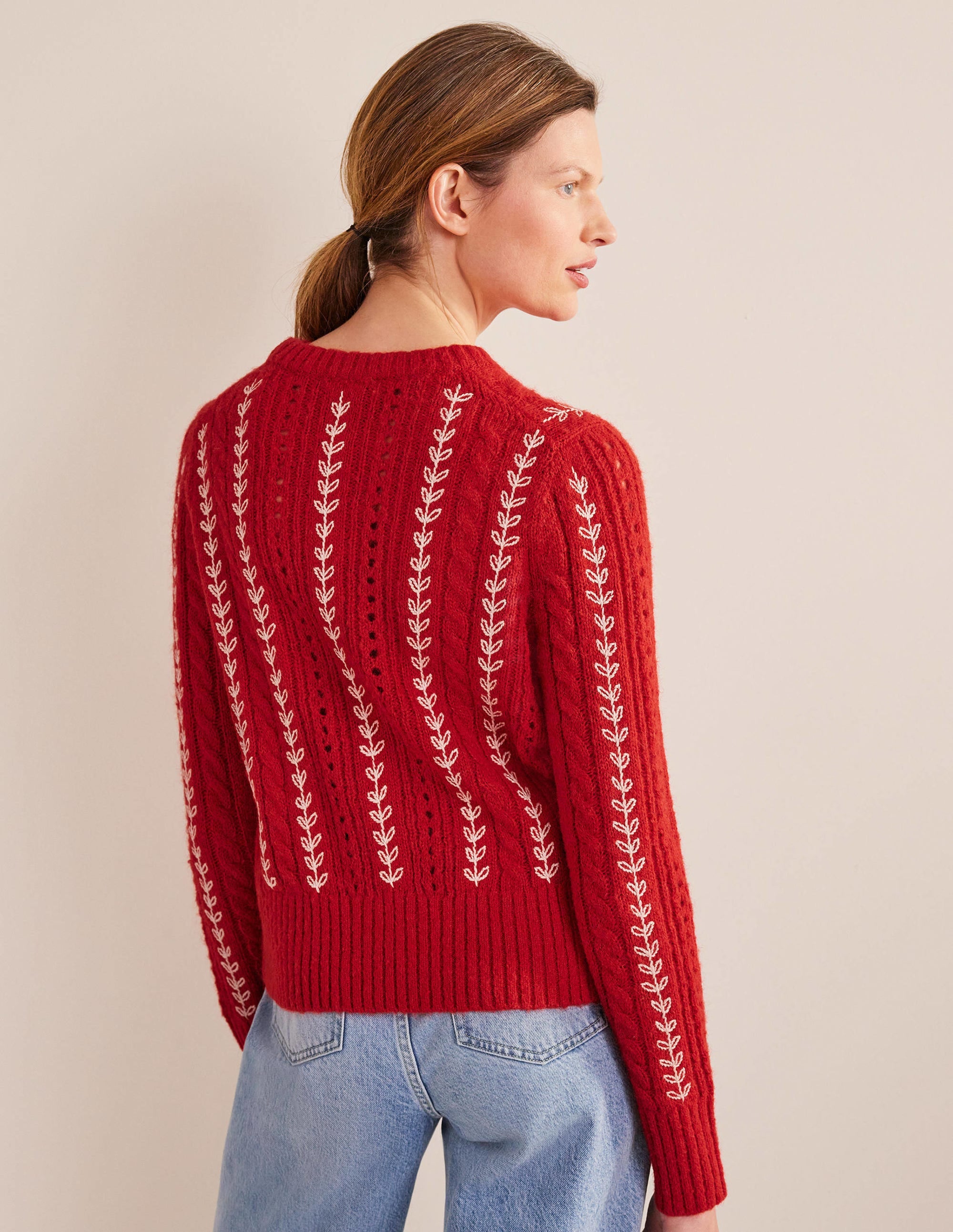 Fluffy Embroidery Sweater-Tomato - Image 3
