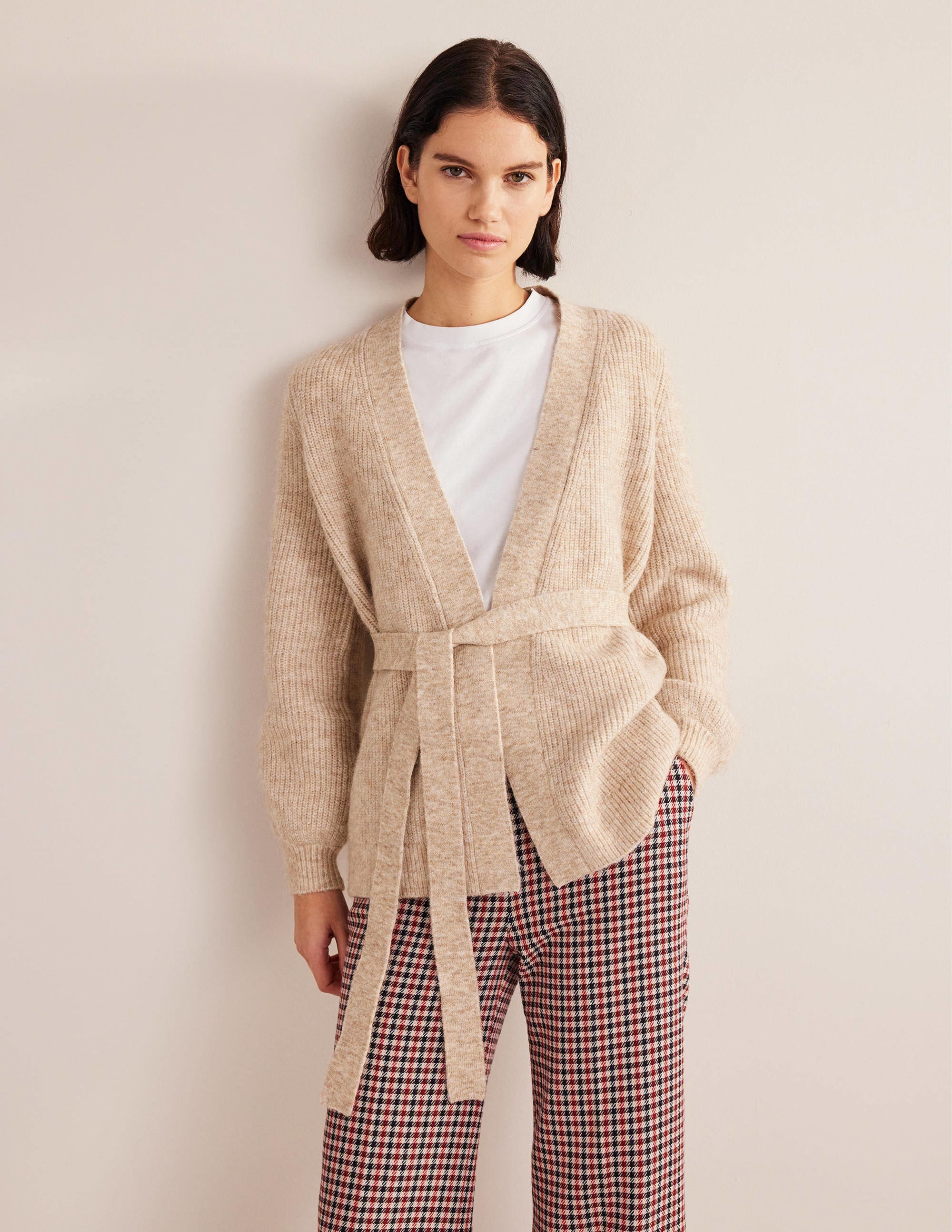 Fluffy Belted Cardigan-Chinchilla Melange - Image 1