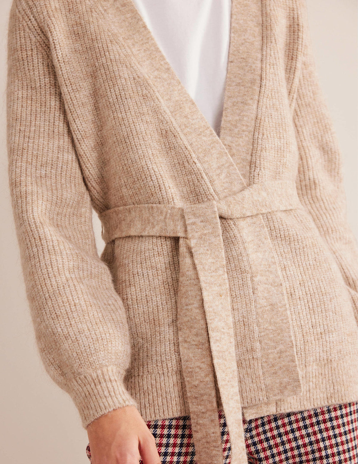 Fluffy Belted Cardigan-Chinchilla Melange-2
