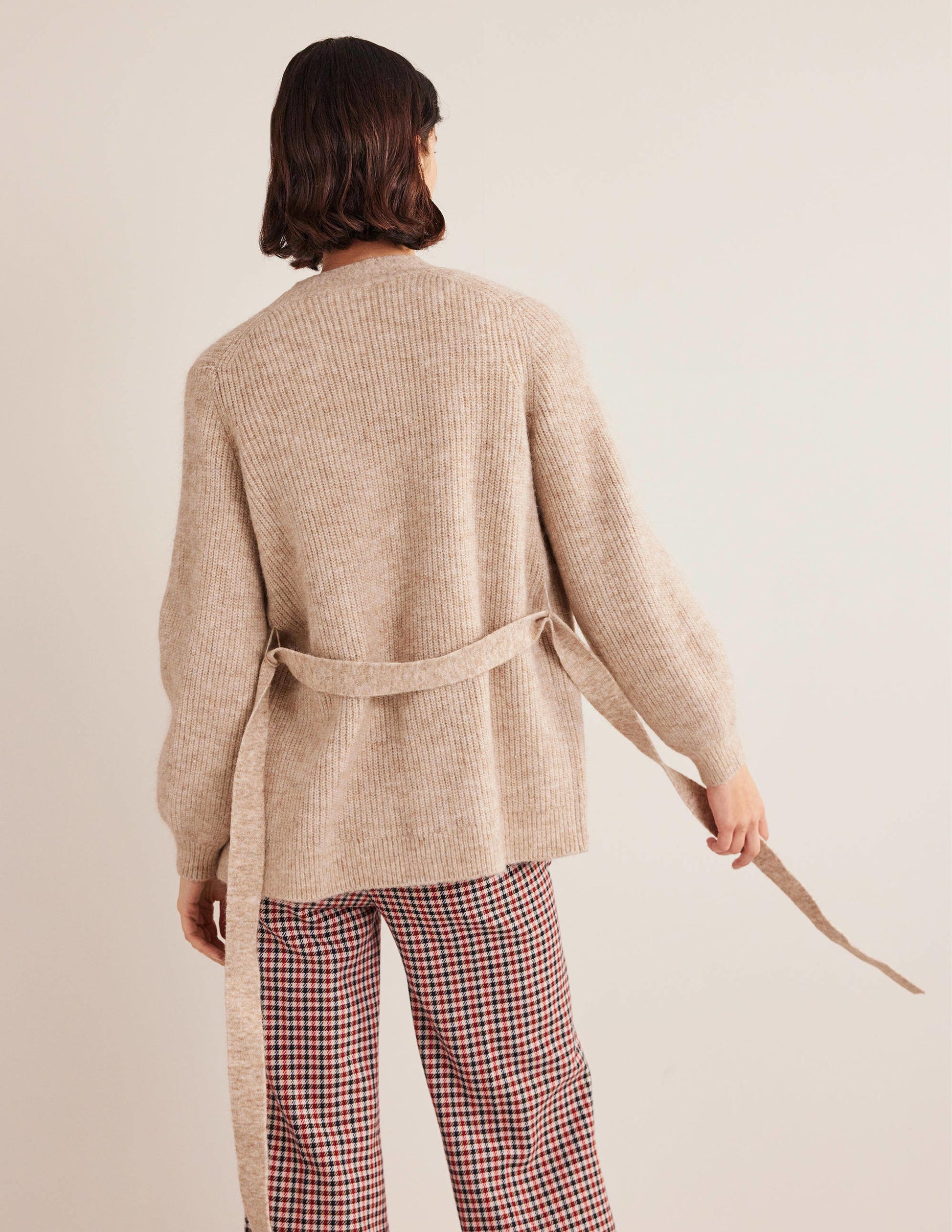 Fluffy Belted Cardigan-Chinchilla Melange-3