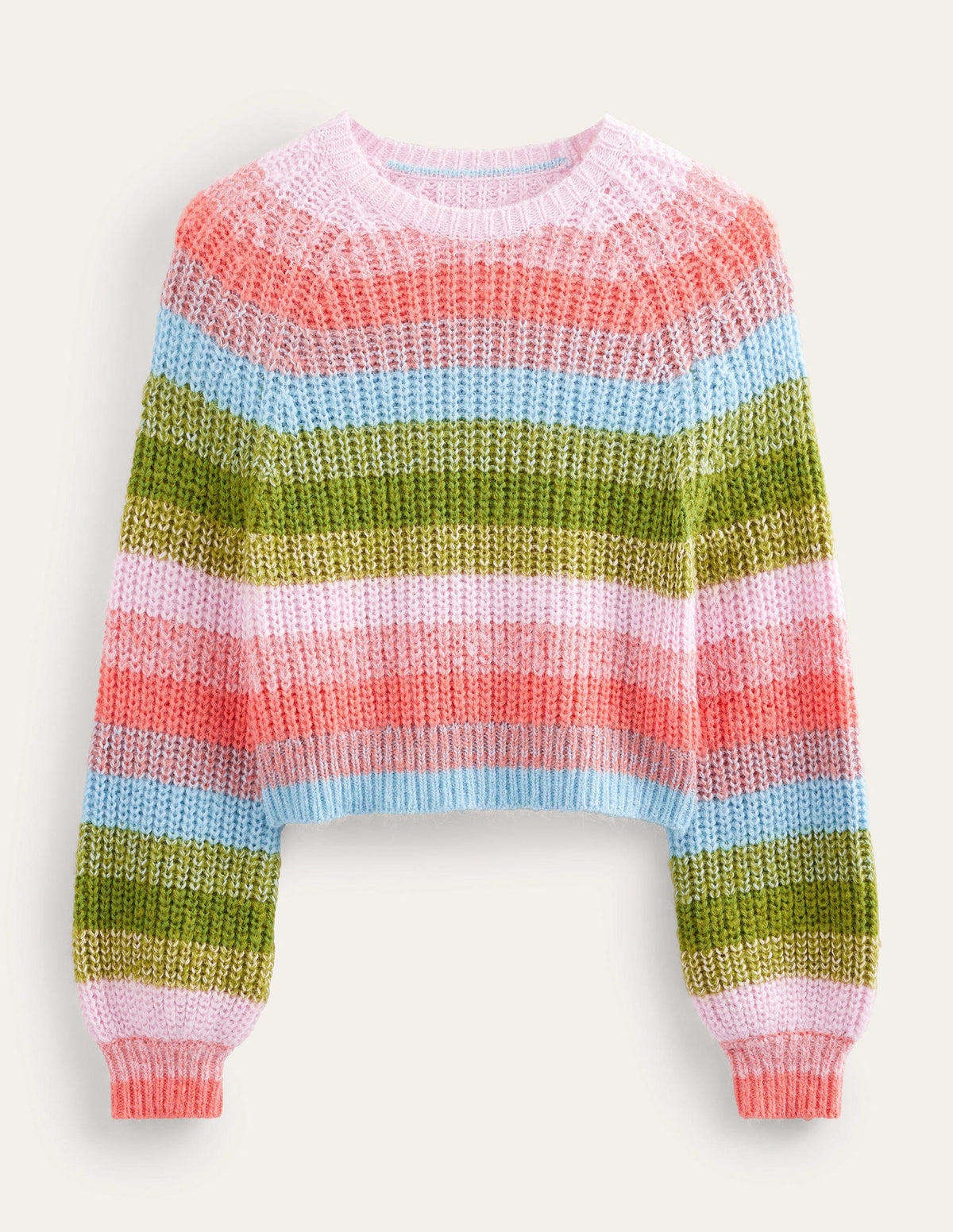 Fluffy Ribbed Raglan Sweater-Rainbow Stripe - Image 5