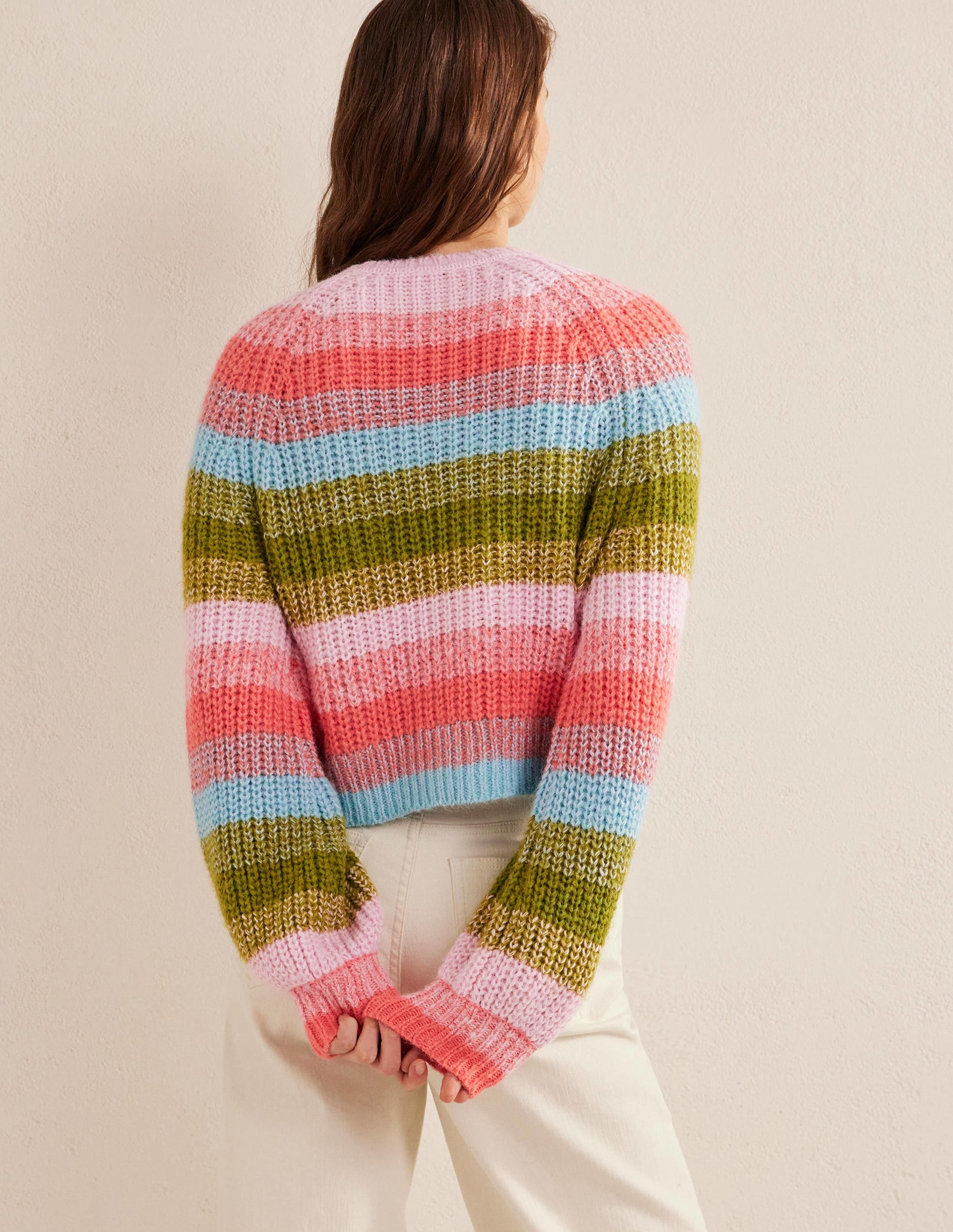 Fluffy Ribbed Raglan Sweater-Rainbow Stripe - Image 3