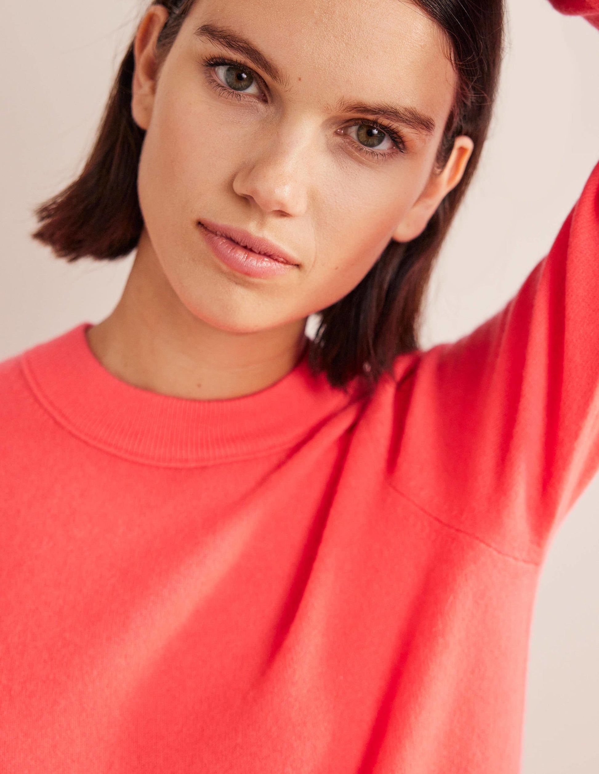 Cashmere Puff Shoulder Sweater-Bright Watermelon-5