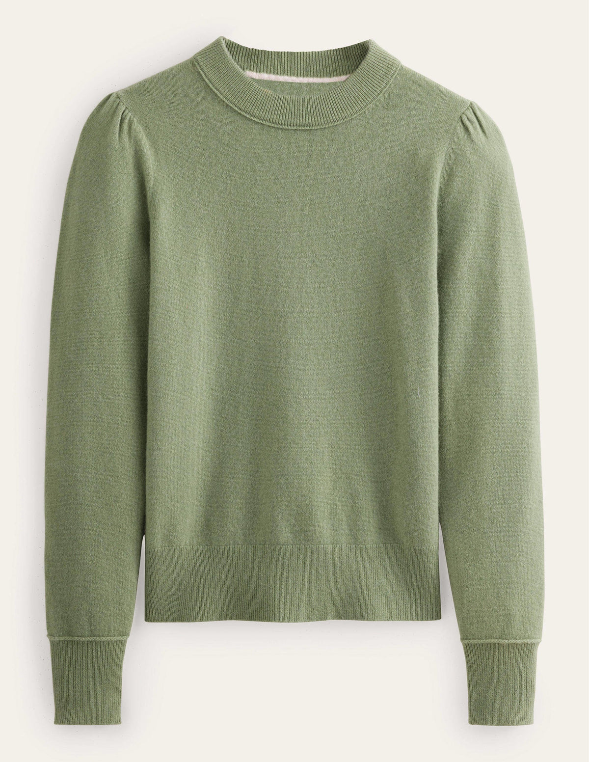 Cashmere Puff Shoulder Sweater-Stone Green - Image 5