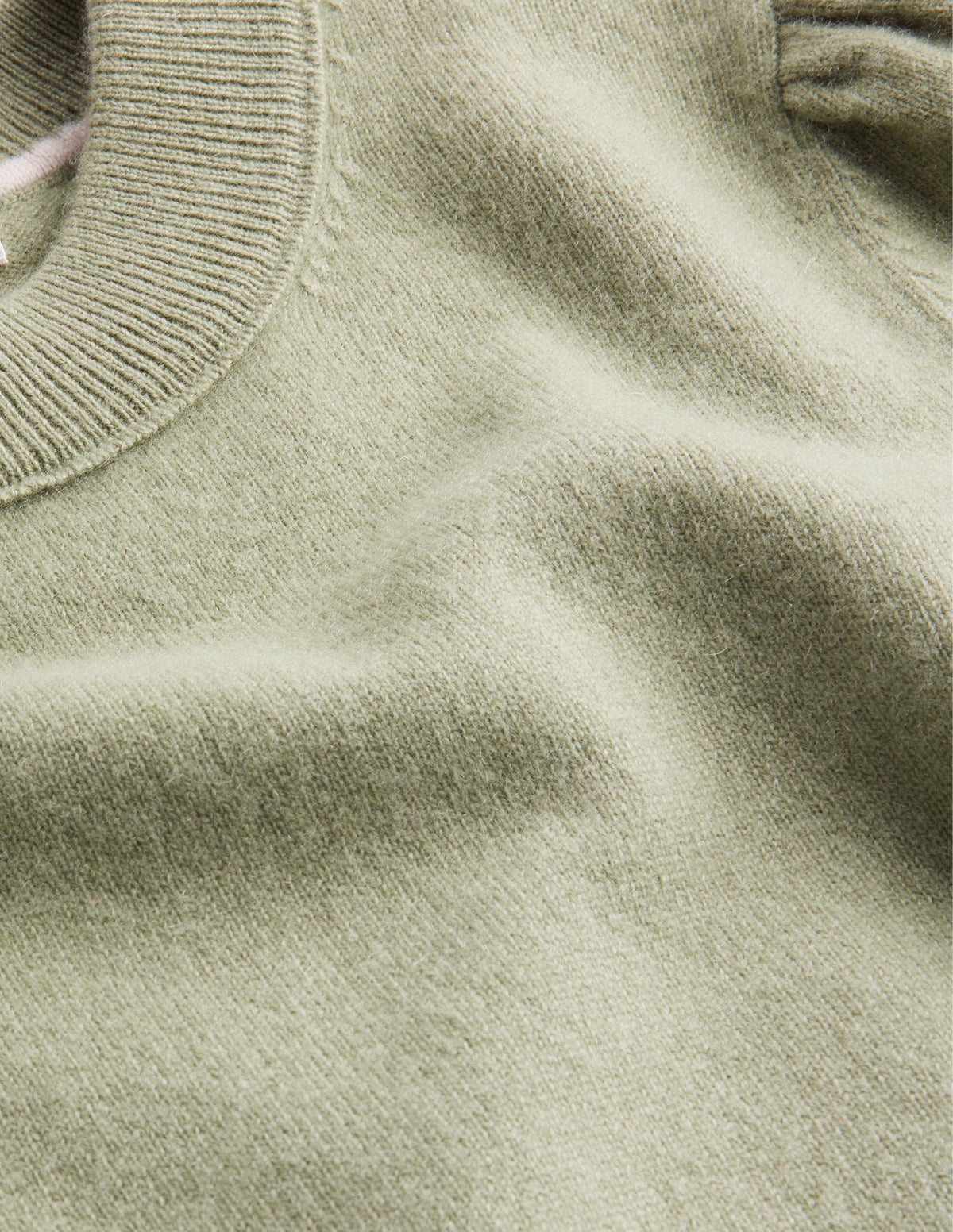Cashmere Puff Shoulder Sweater-Stone Green - Image 6