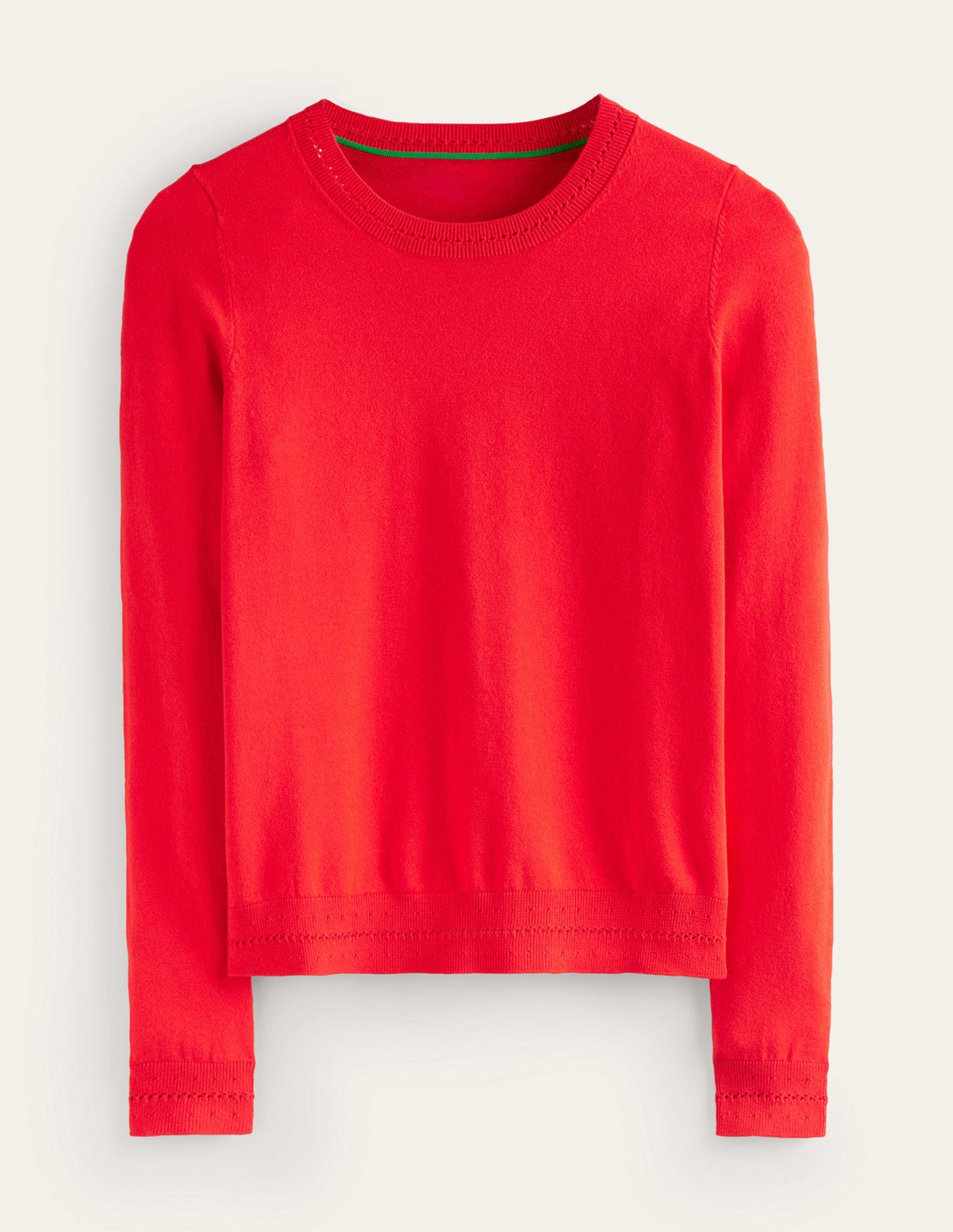 Catriona Cotton Crew Jumper-Flamenco Red