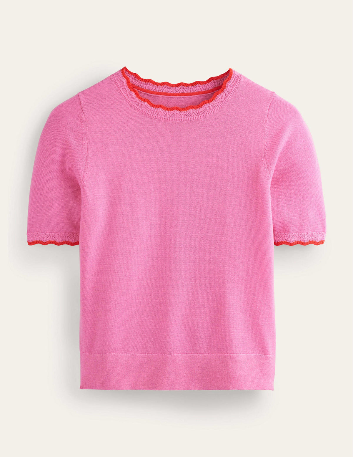 Merino Scalloped T-shirt-Mid Pink-6