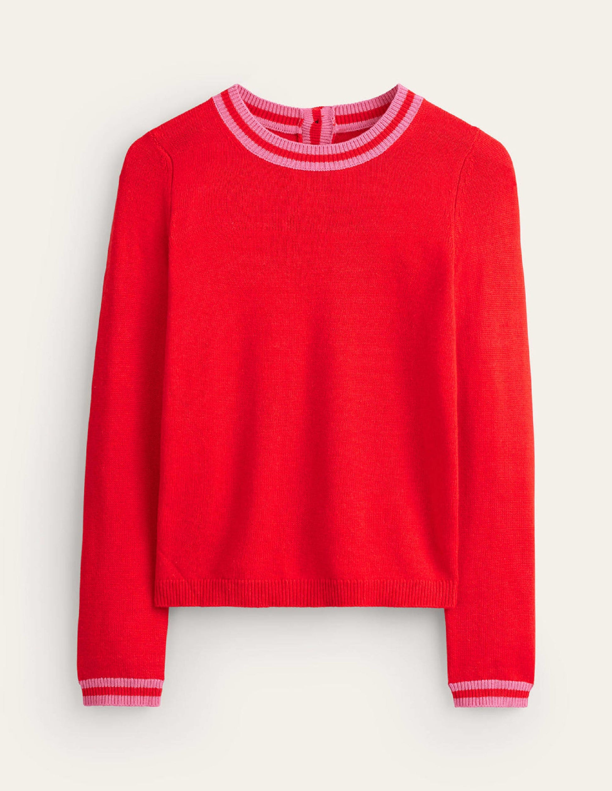 Cecily Button Back Sweater-Post Box Red, Brand Stripe-6