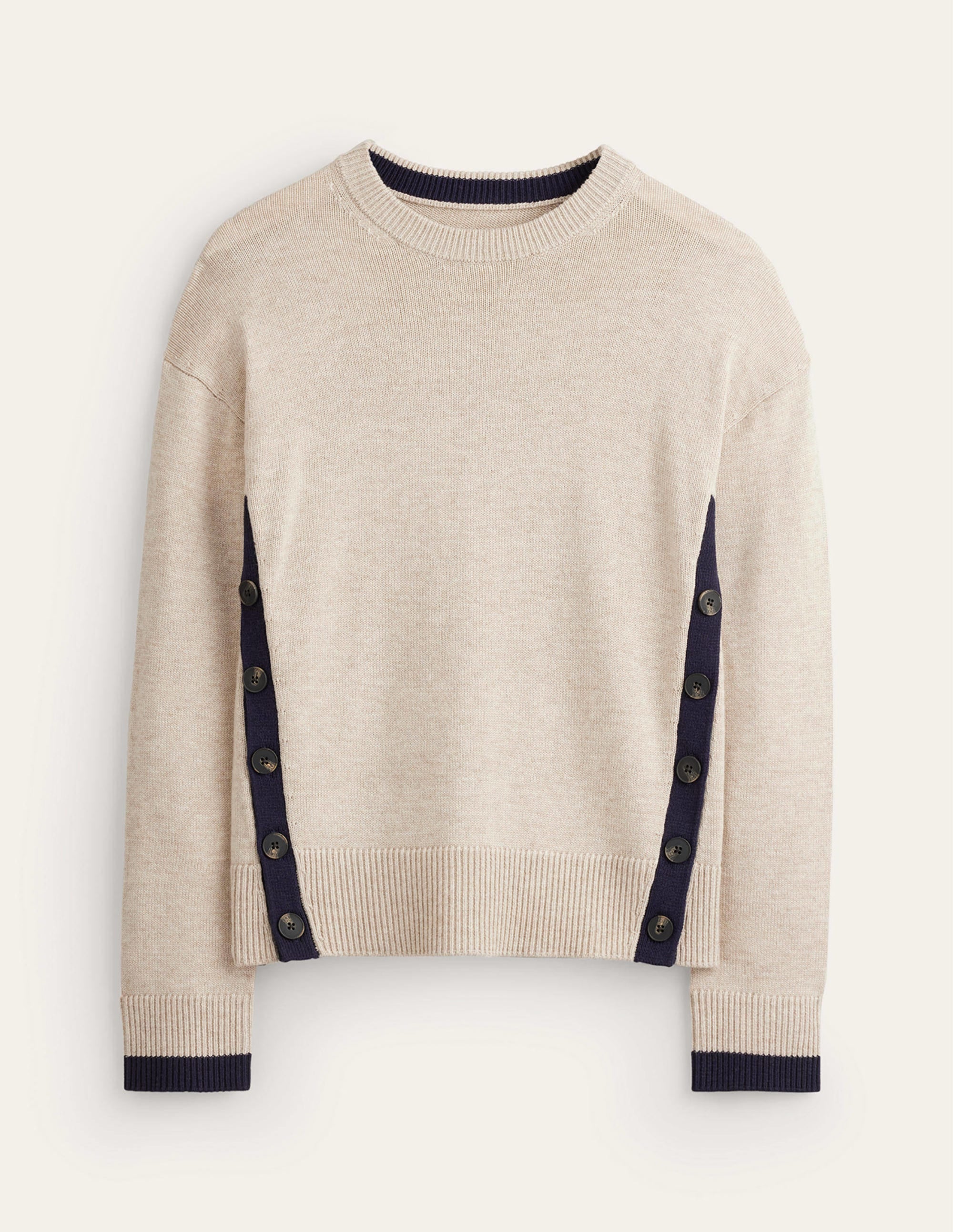 Alma Contrast Trim Sweater-Chinchilla Melange, Navy - Image 5