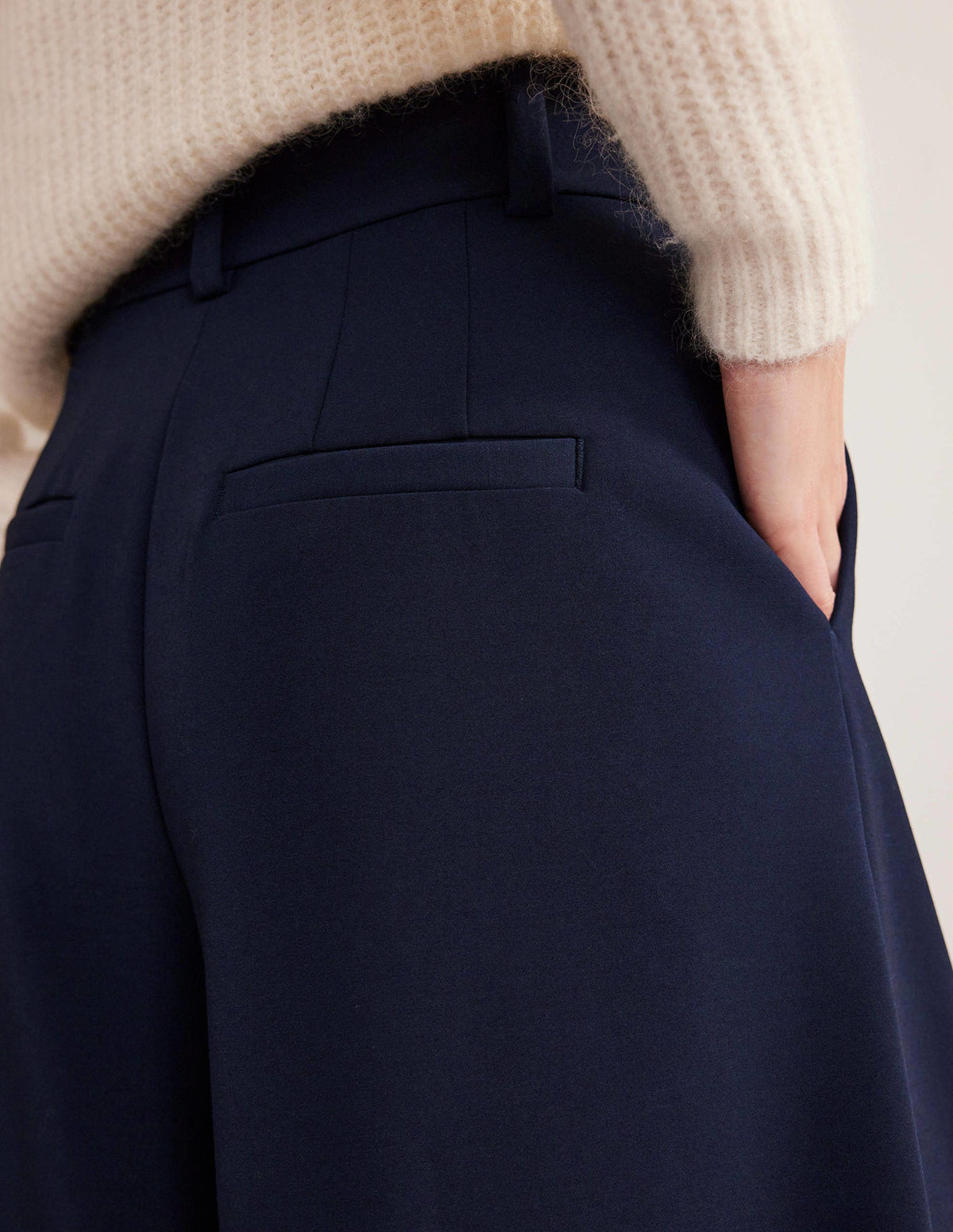 Wide Leg Fluid Culottes-Navy-2