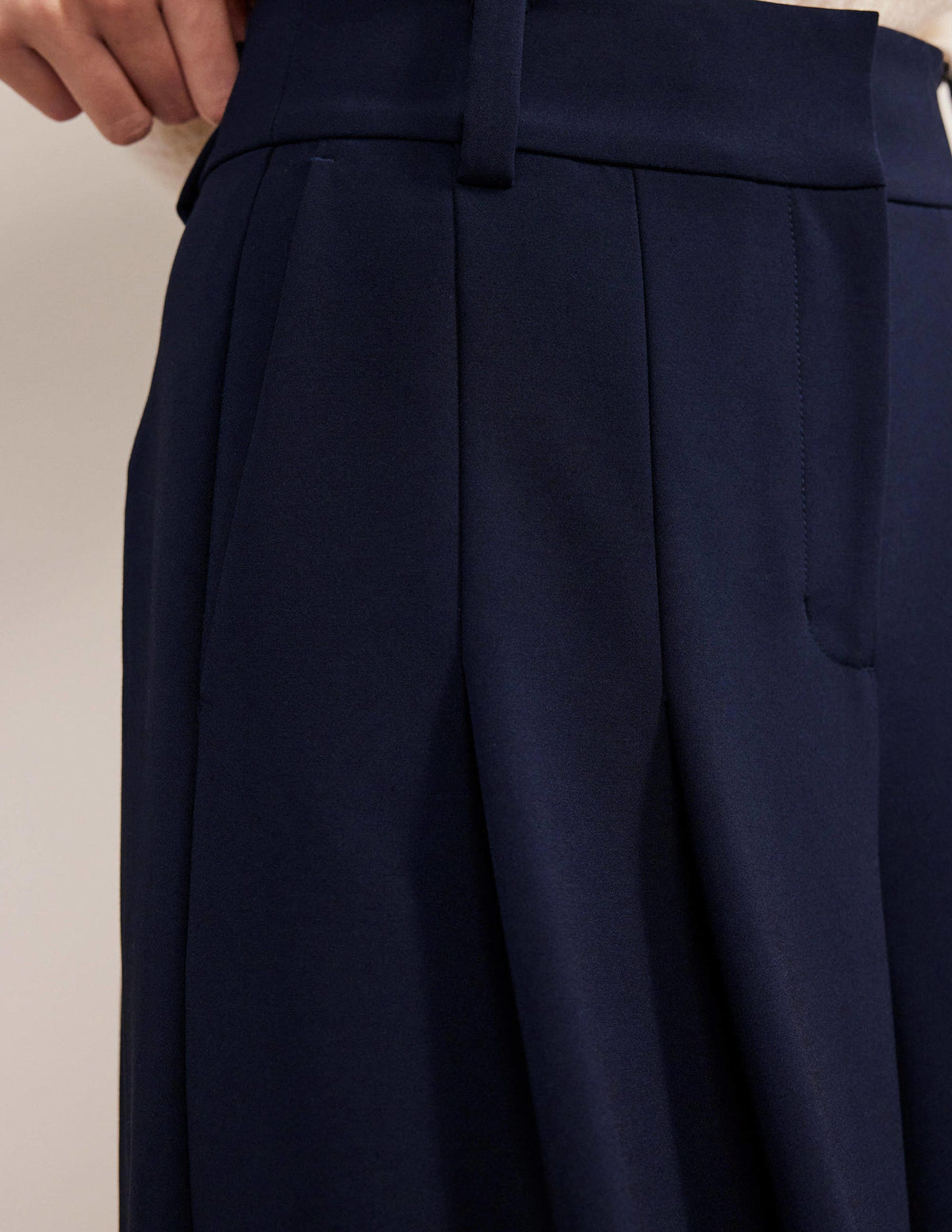 Wide Leg Fluid Culottes-Navy - Image 5