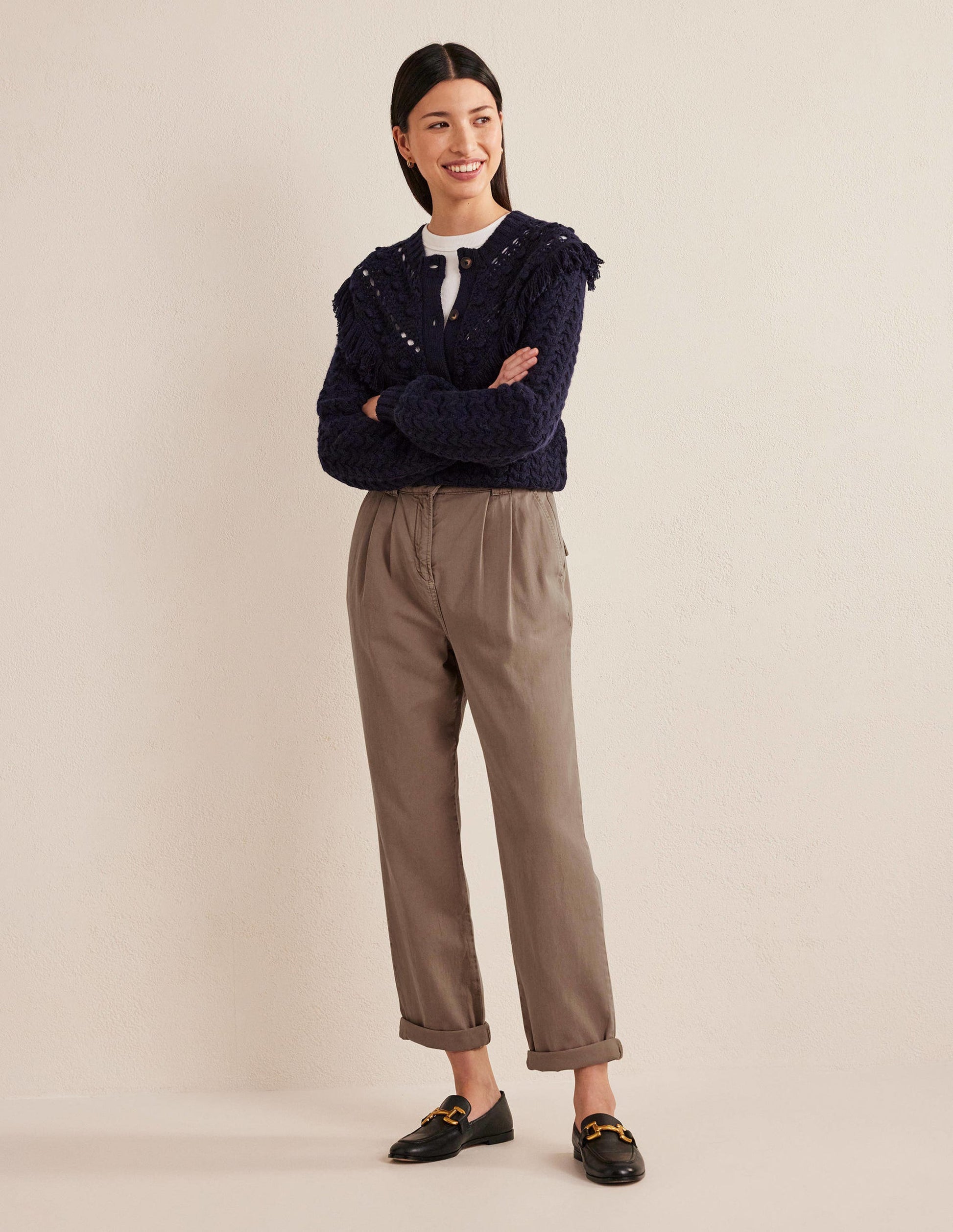 Washed Cotton Casual Pants-Doe-1