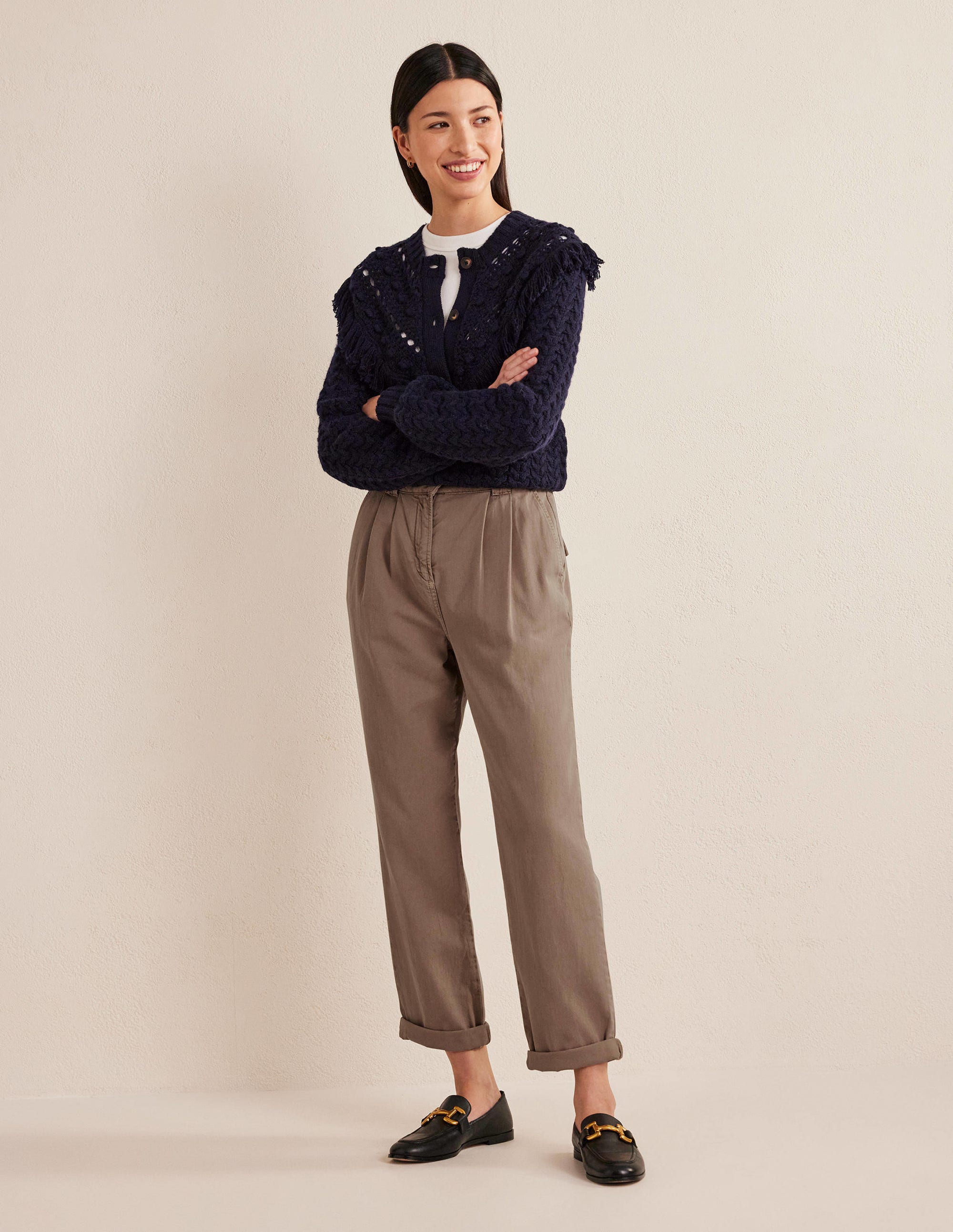 Washed Cotton Casual Pants-Doe - Image 1