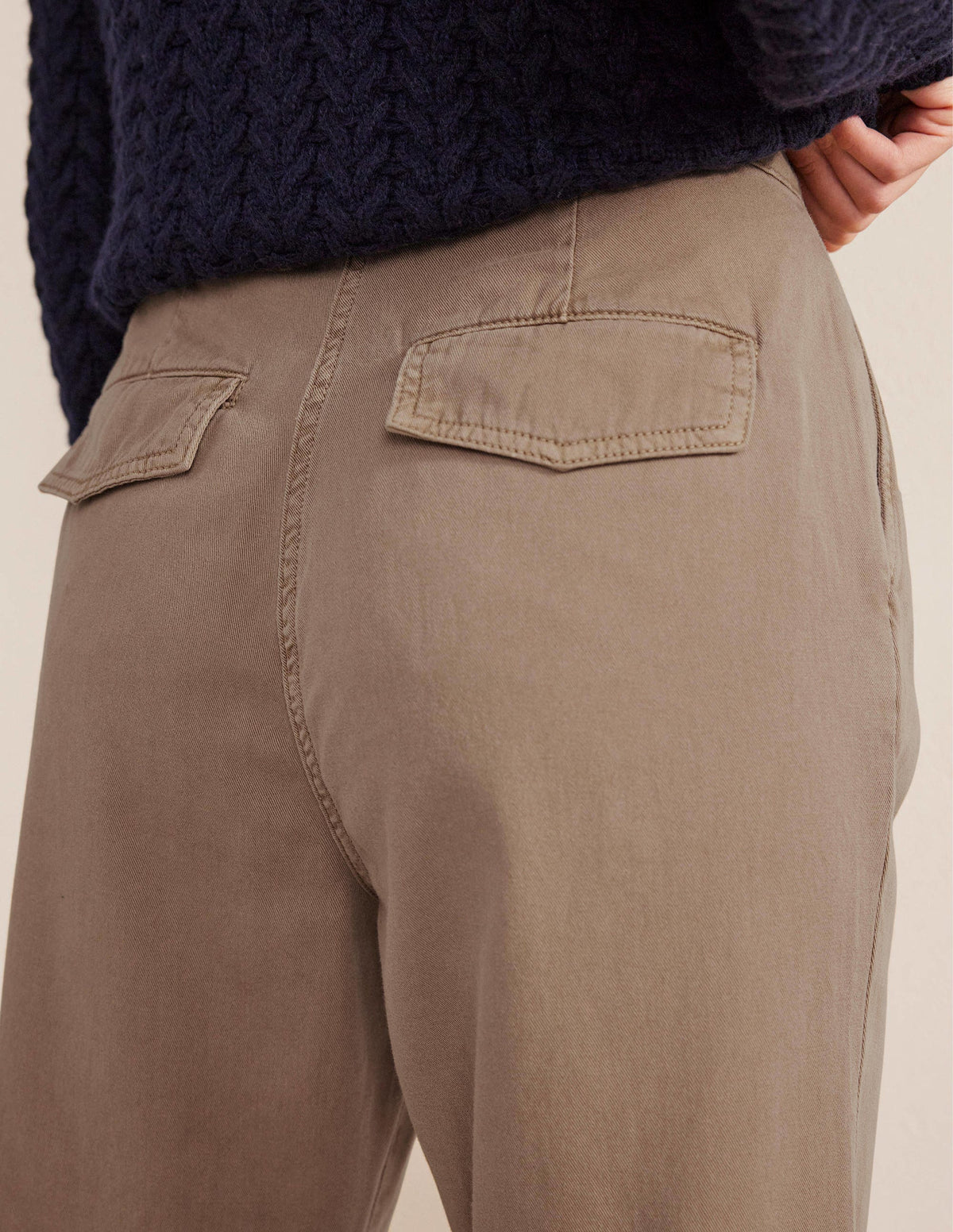 Washed Cotton Casual Pants-Doe-2