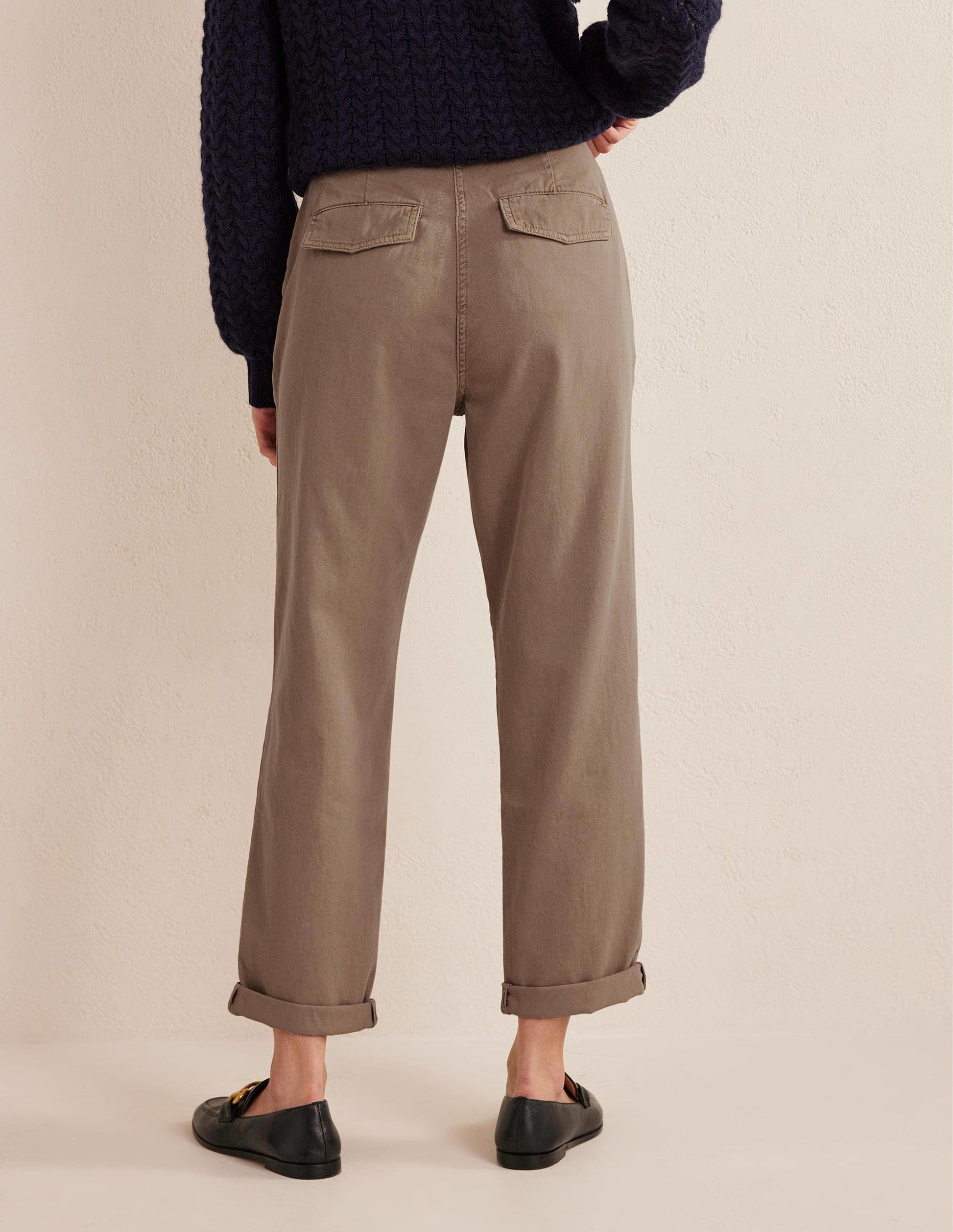 Washed Cotton Casual Pants-Doe-3