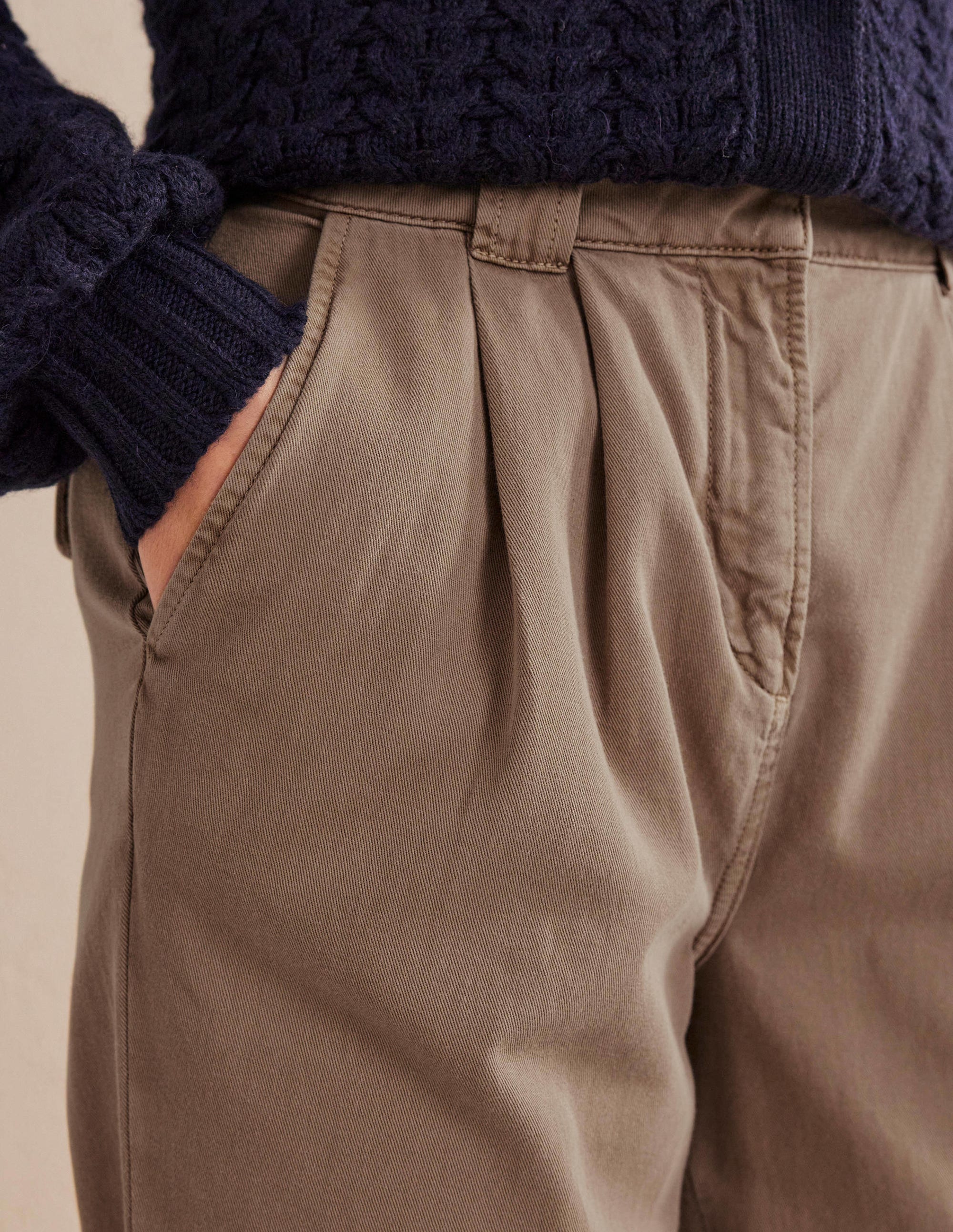 Washed Cotton Casual Pants-Doe - Image 4