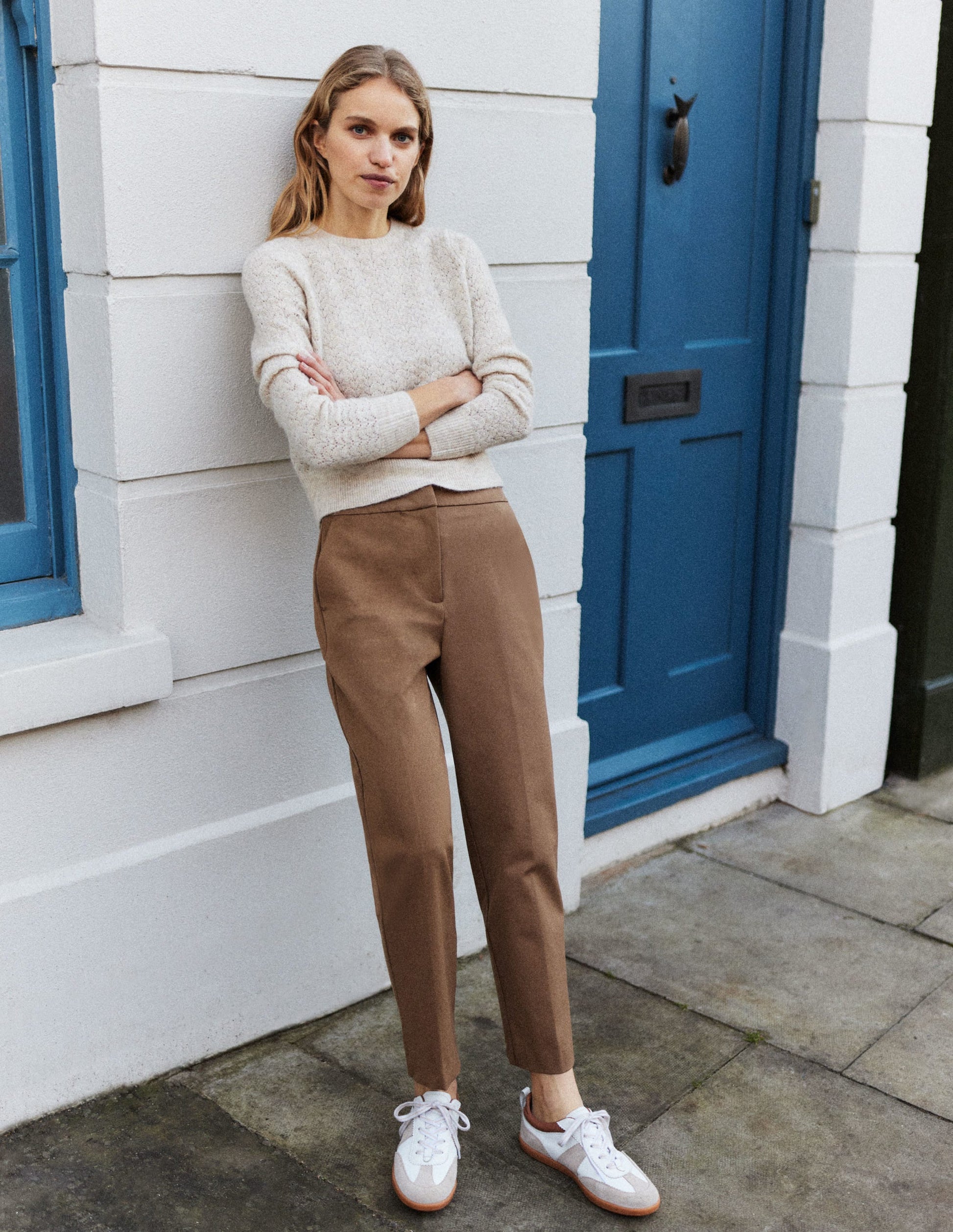 Bi-Stretch Straight Pants-Caramel Cream-9