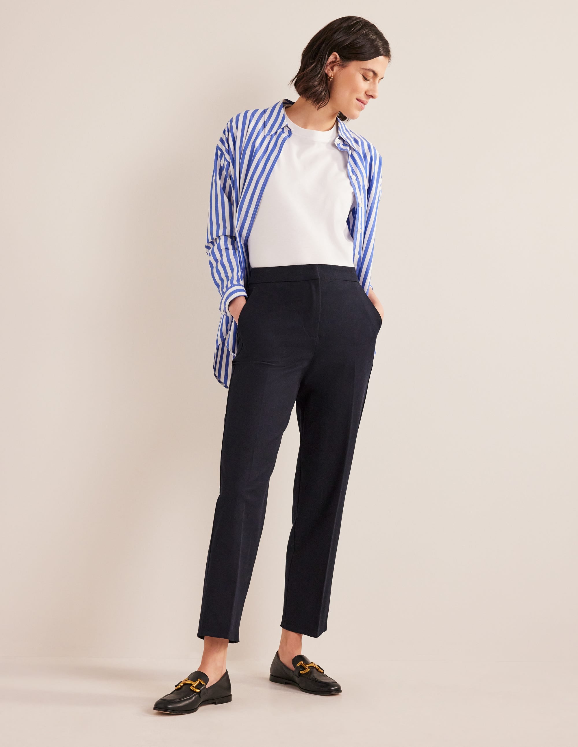 Bi-Stretch Straight Pants-Navy - Image 1