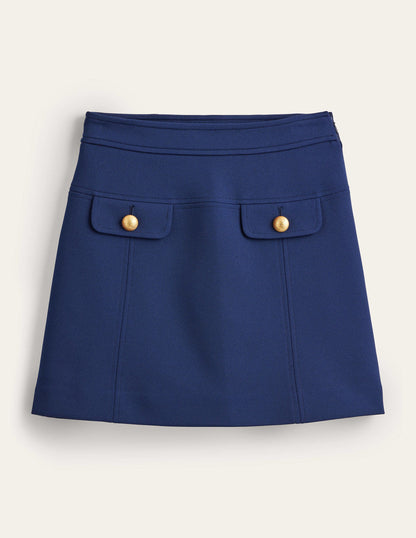 Tailored A-line Mini Skirt-Navy-5