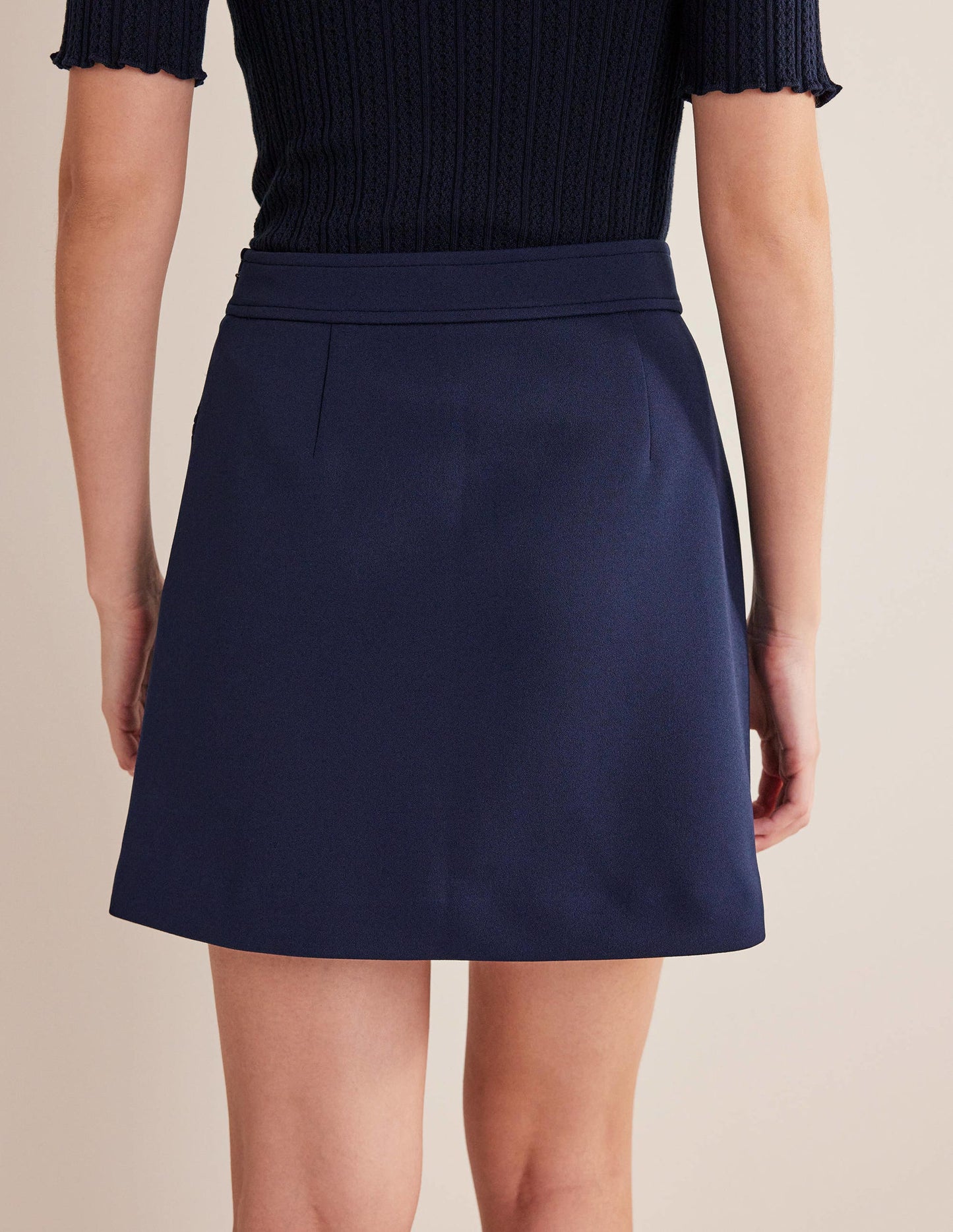 Tailored A-line Mini Skirt-Navy