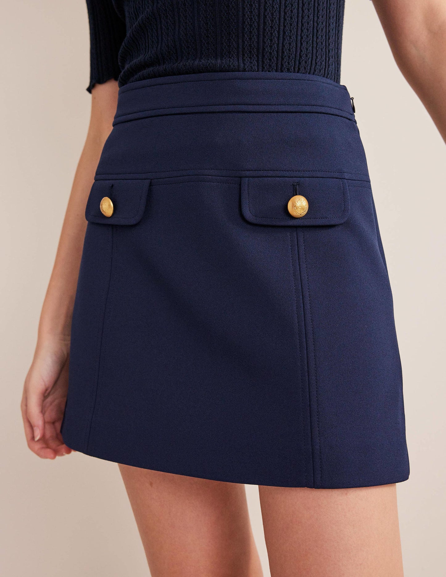 Tailored A-line Mini Skirt-Navy