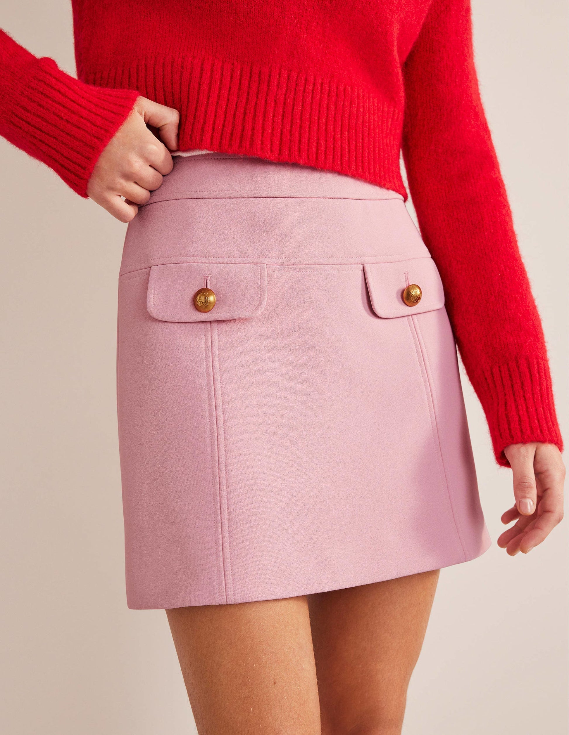 Tailored A-line Mini Skirt-Cameo Pink-4