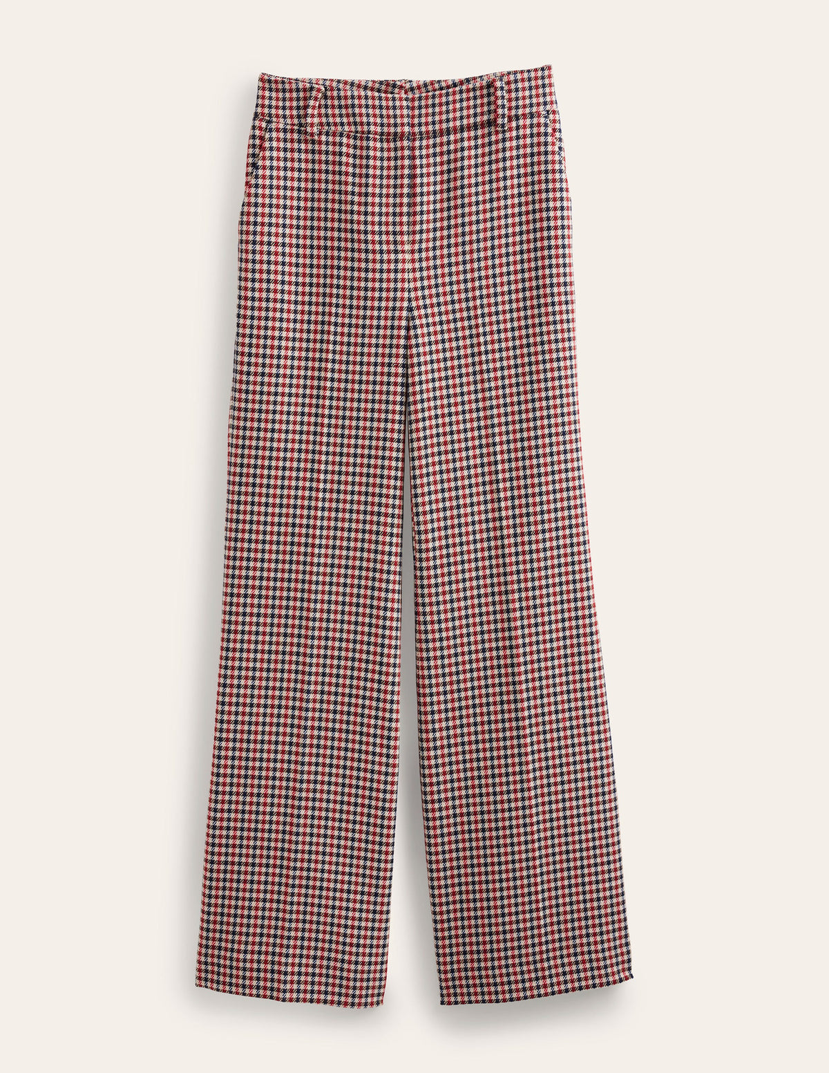 Wide Leg Flared Check Pants-Check-6