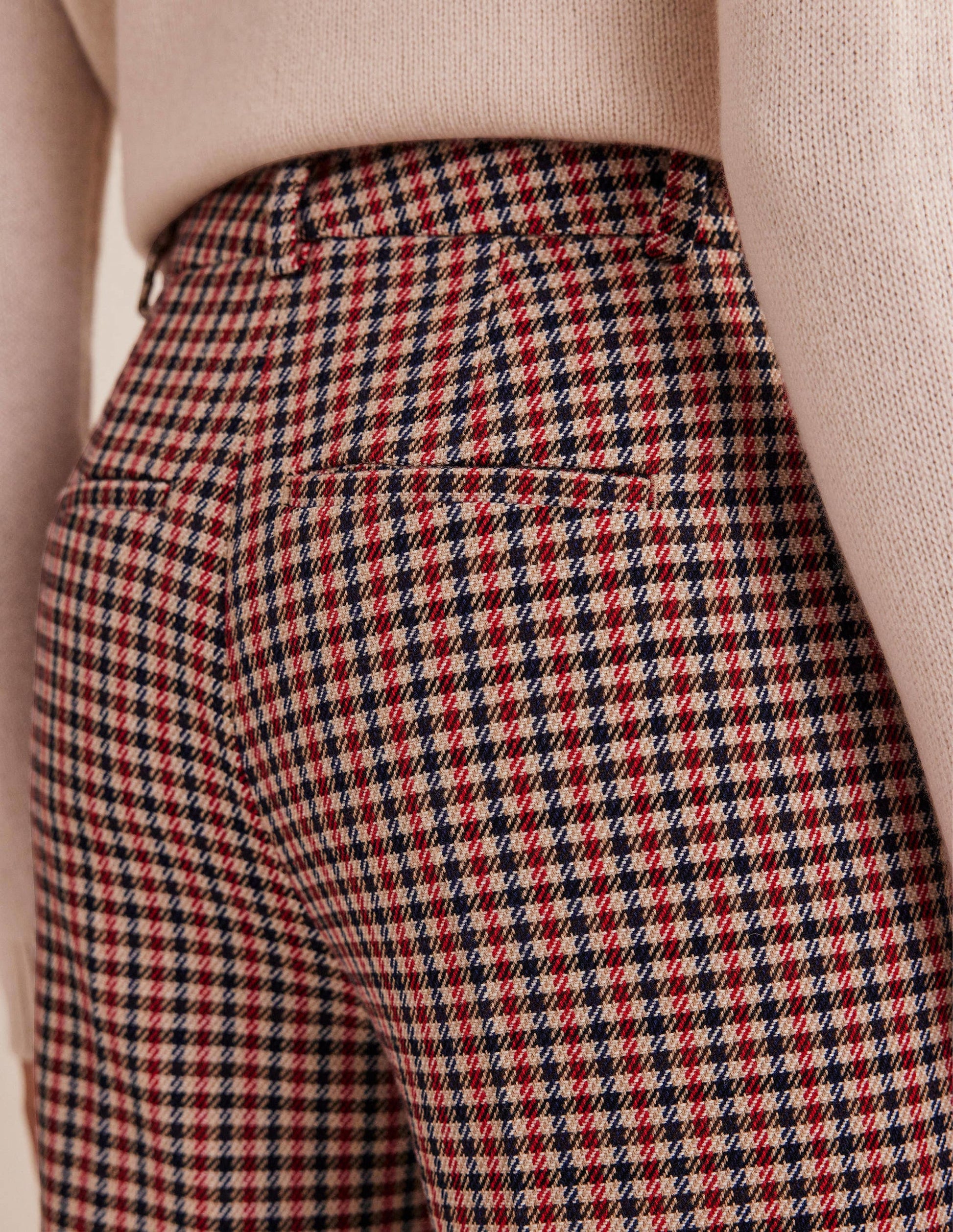 Wide Leg Flared Check Pants-Check-2