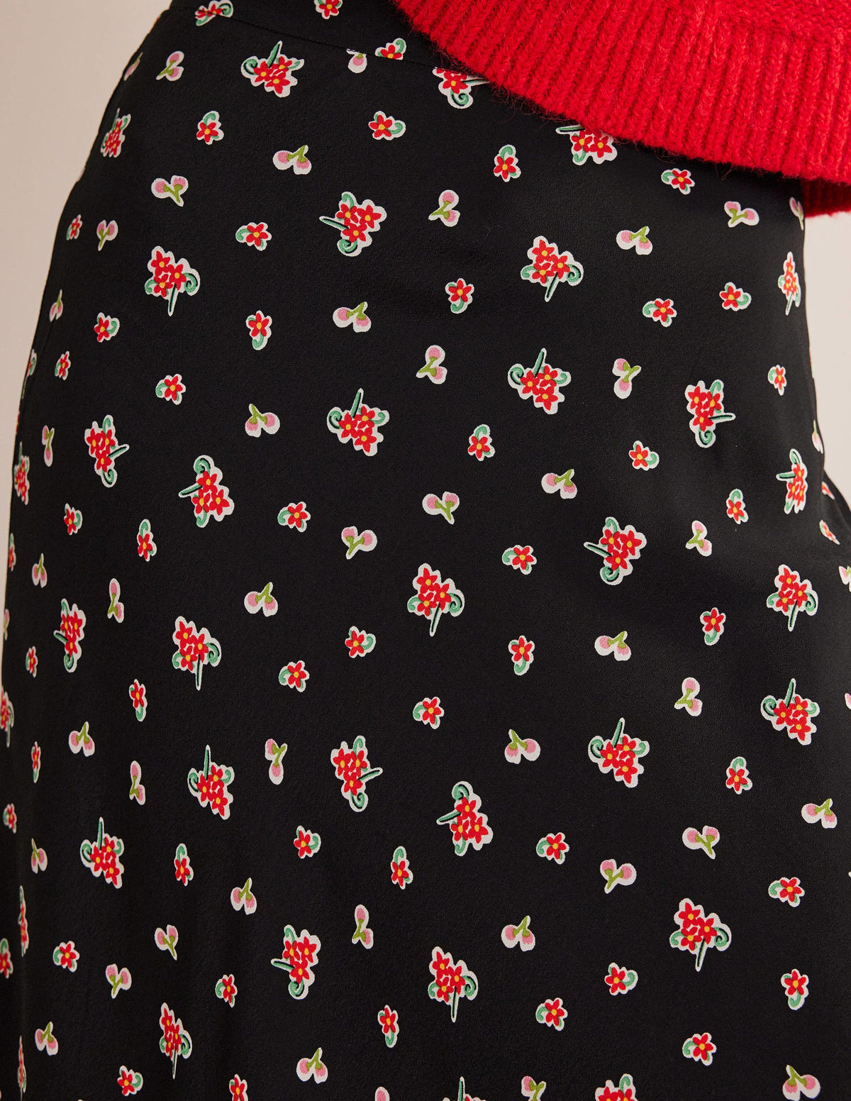 Cecelia Midi Skirt-Black, Rose Pop-2