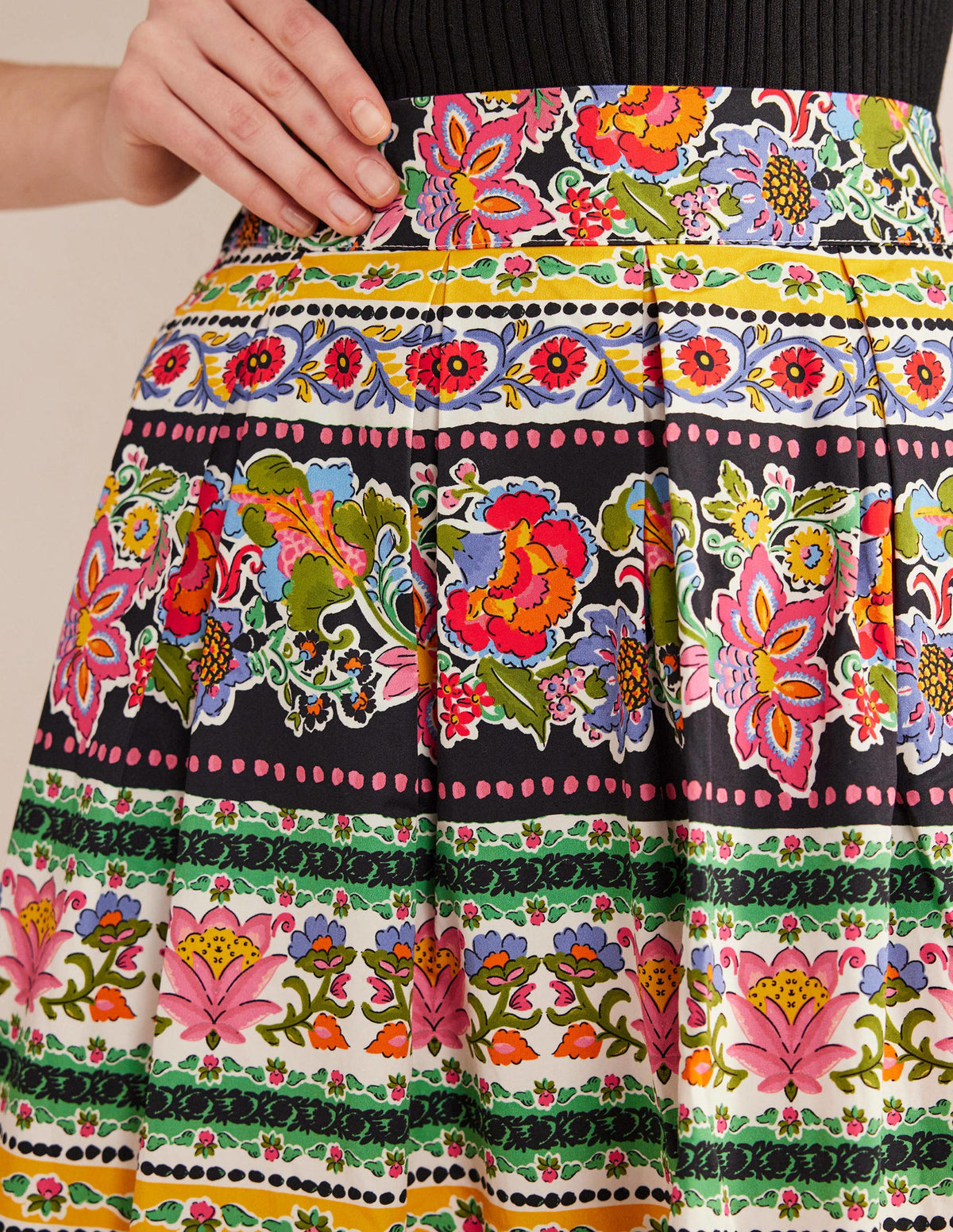 Pleated Full Midi Skirt-Multi, Tapestry Stripe - Image 2