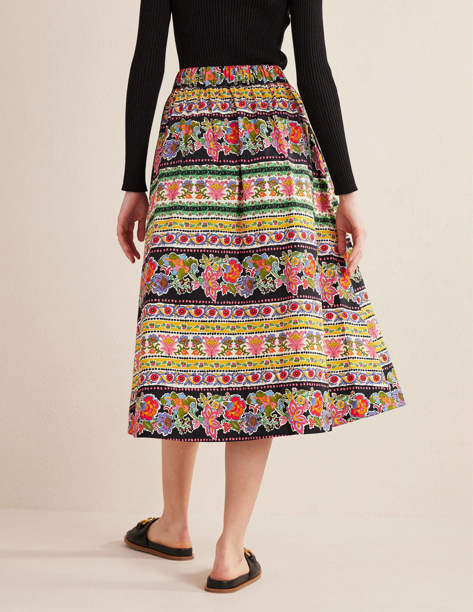 Pleated Full Midi Skirt-Multi, Tapestry Stripe-3