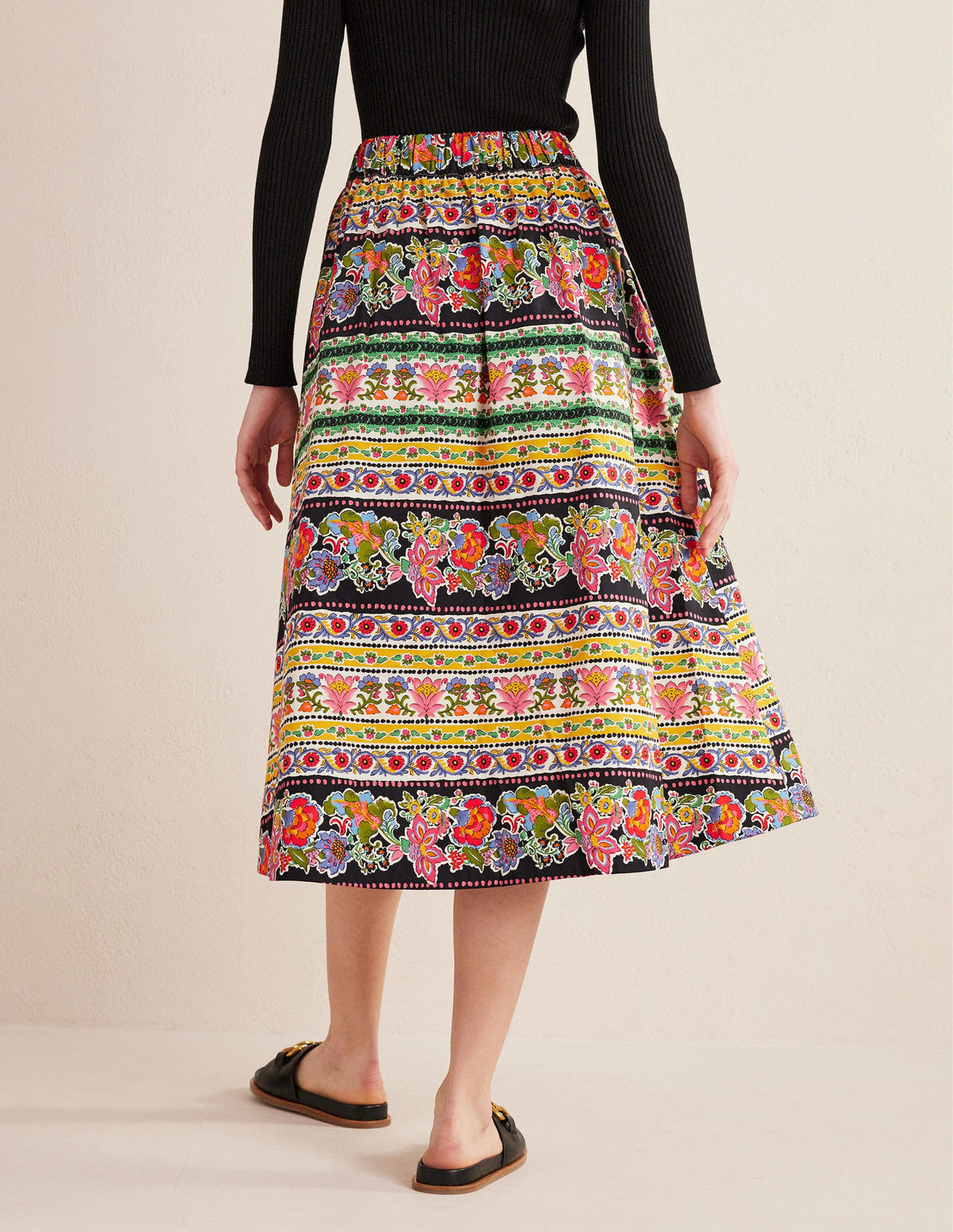 Pleated Full Midi Skirt-Multi, Tapestry Stripe - Image 3