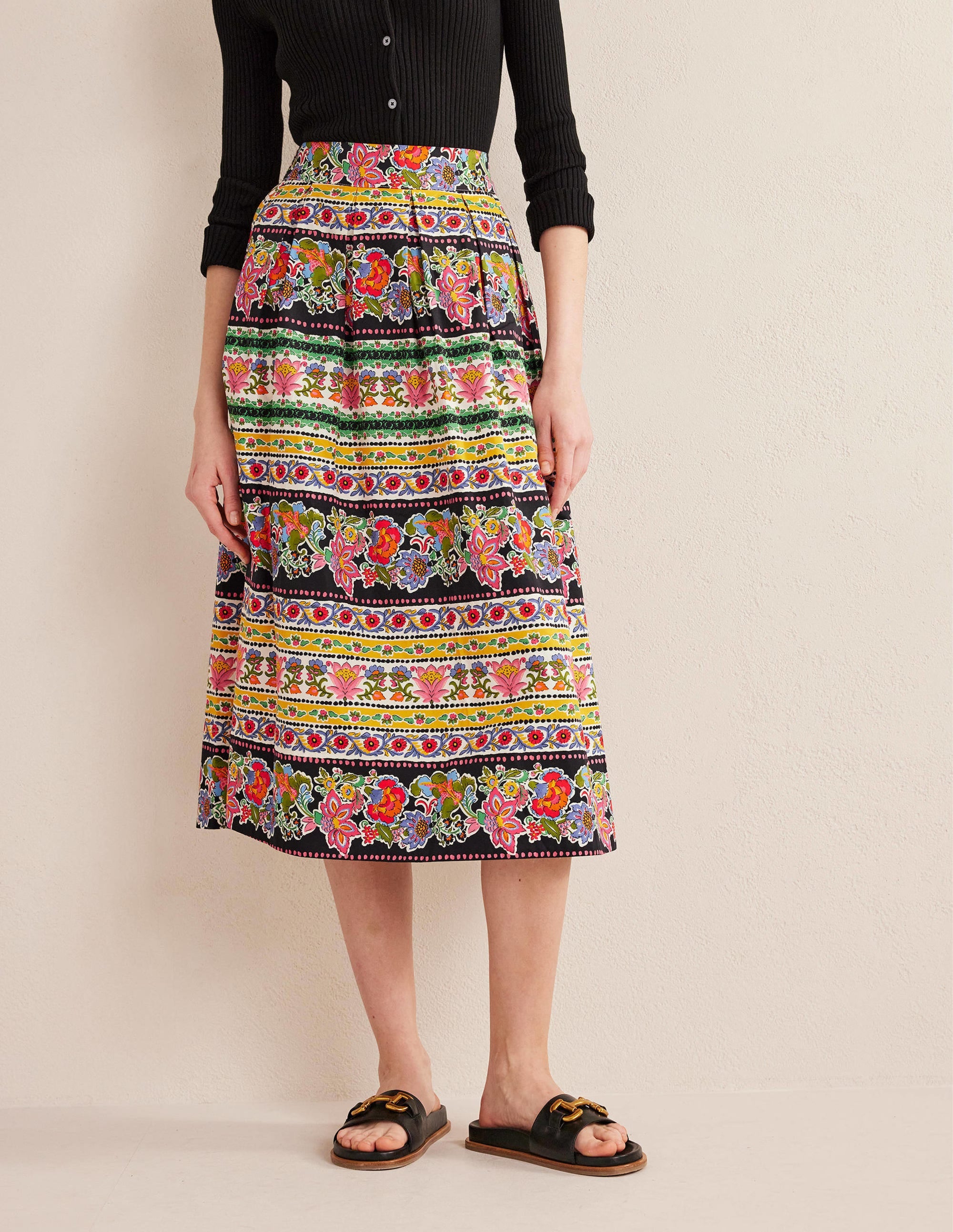 Pleated Full Midi Skirt-Multi, Tapestry Stripe - Image 4