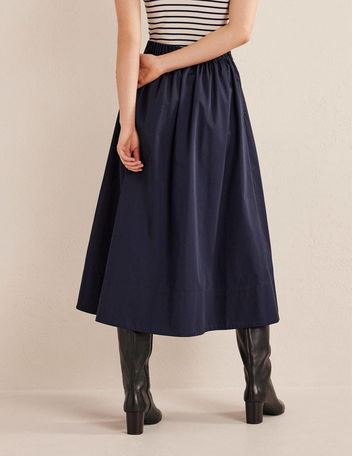 Pleated Full Midi Skirt-Navy - Image 3