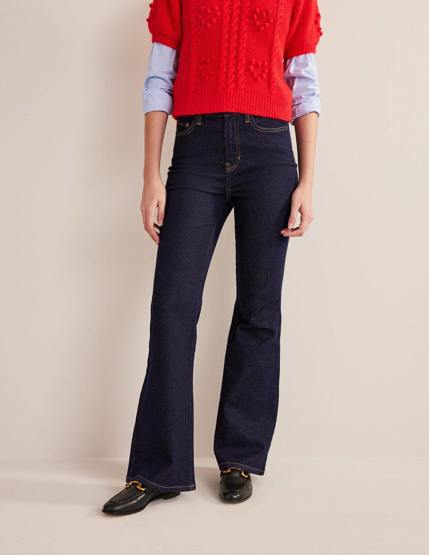 High Rise Flare Jeans-Indigo