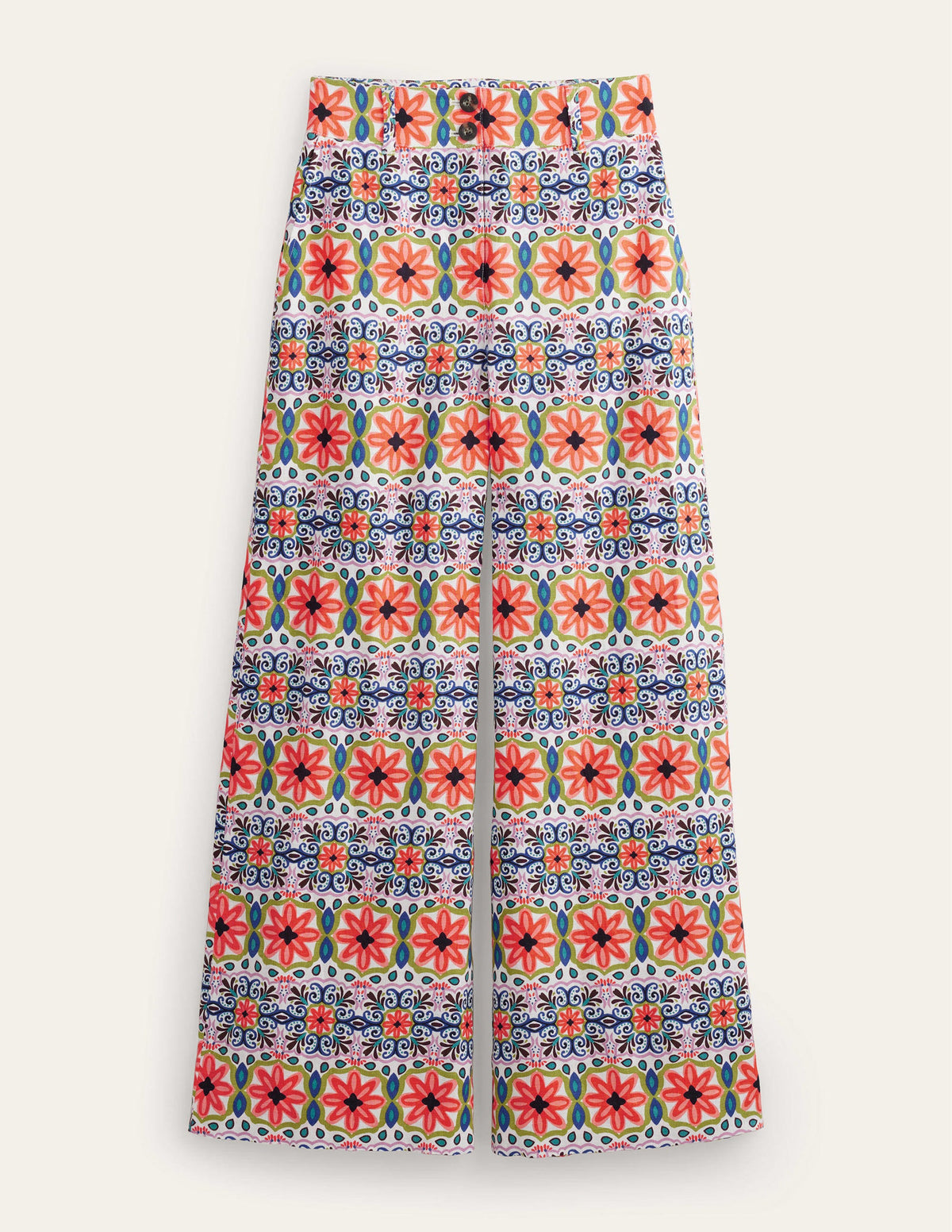 Wide Leg Printed Linen Pants-Multi, Tapestry Stripe - Image 7