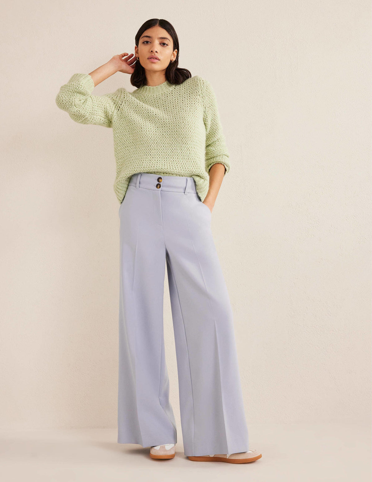 High Rise Wide Leg Pants-Blue Blizzard - Image 1