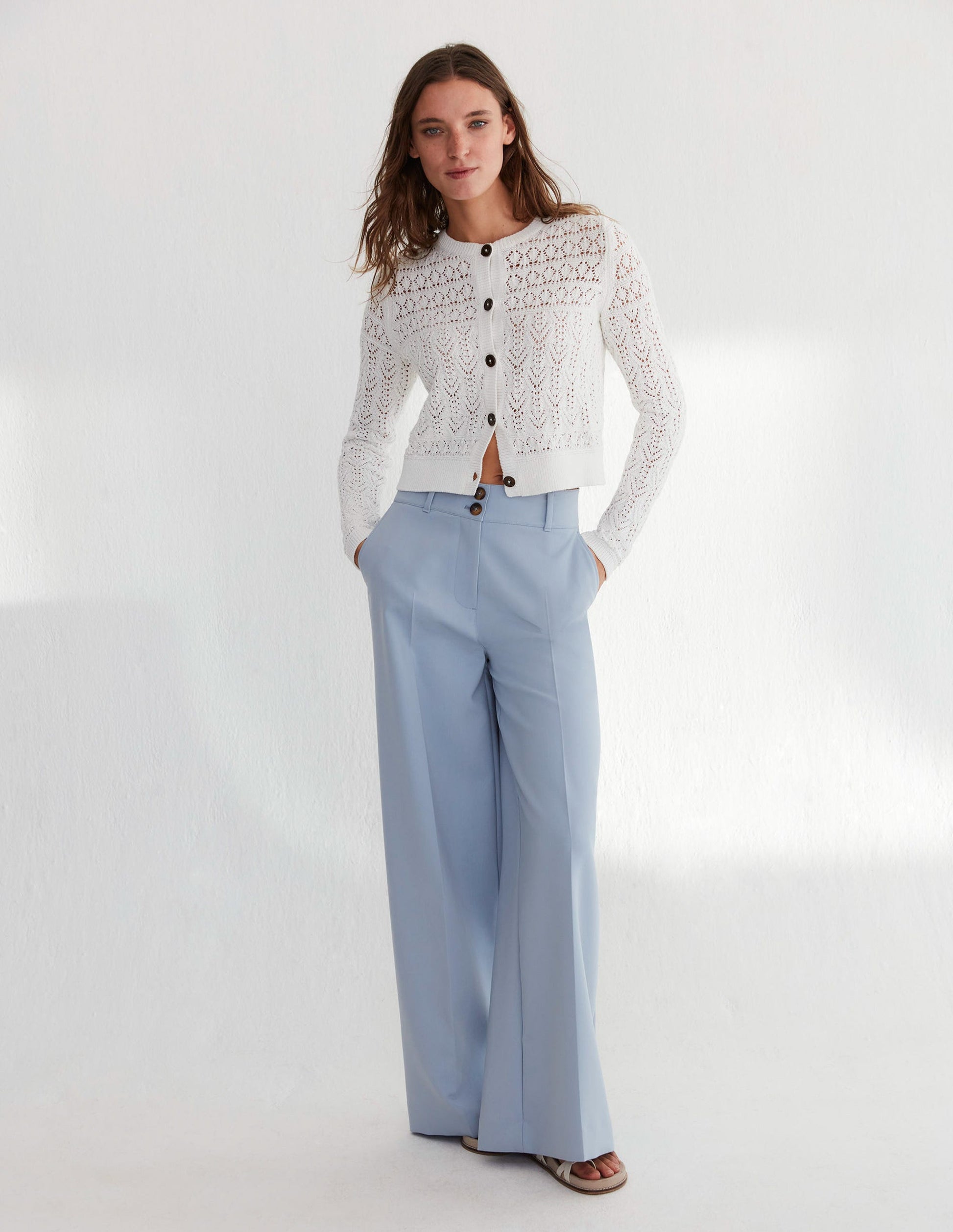 High Rise Wide Leg Pants-Blue Blizzard-6